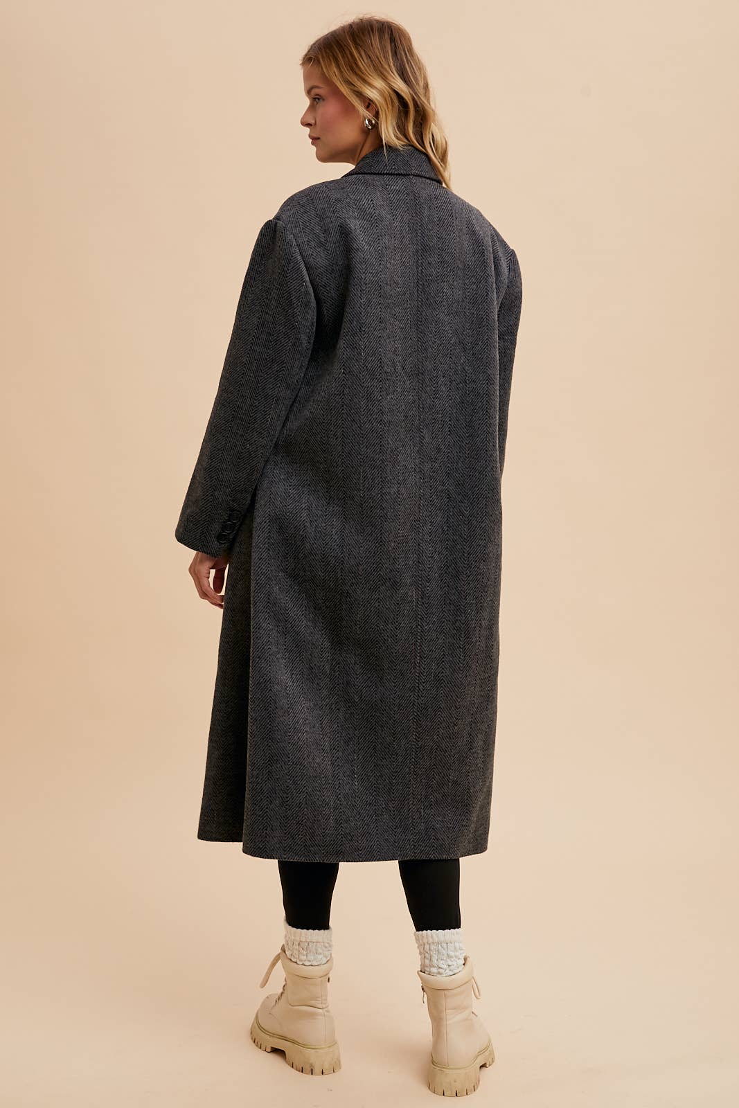 HERRINGBONE LAPEL COAT