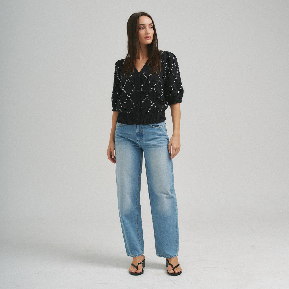 Whipstitch Diamond Cardigan