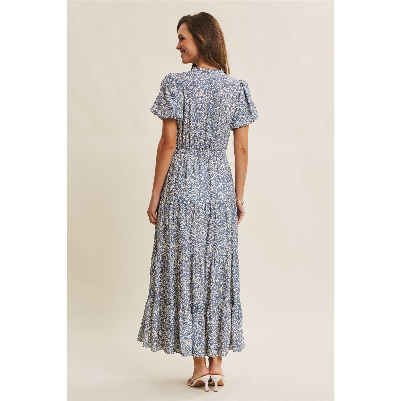 GARDEN LEAF FLOWY MAXI DRESS