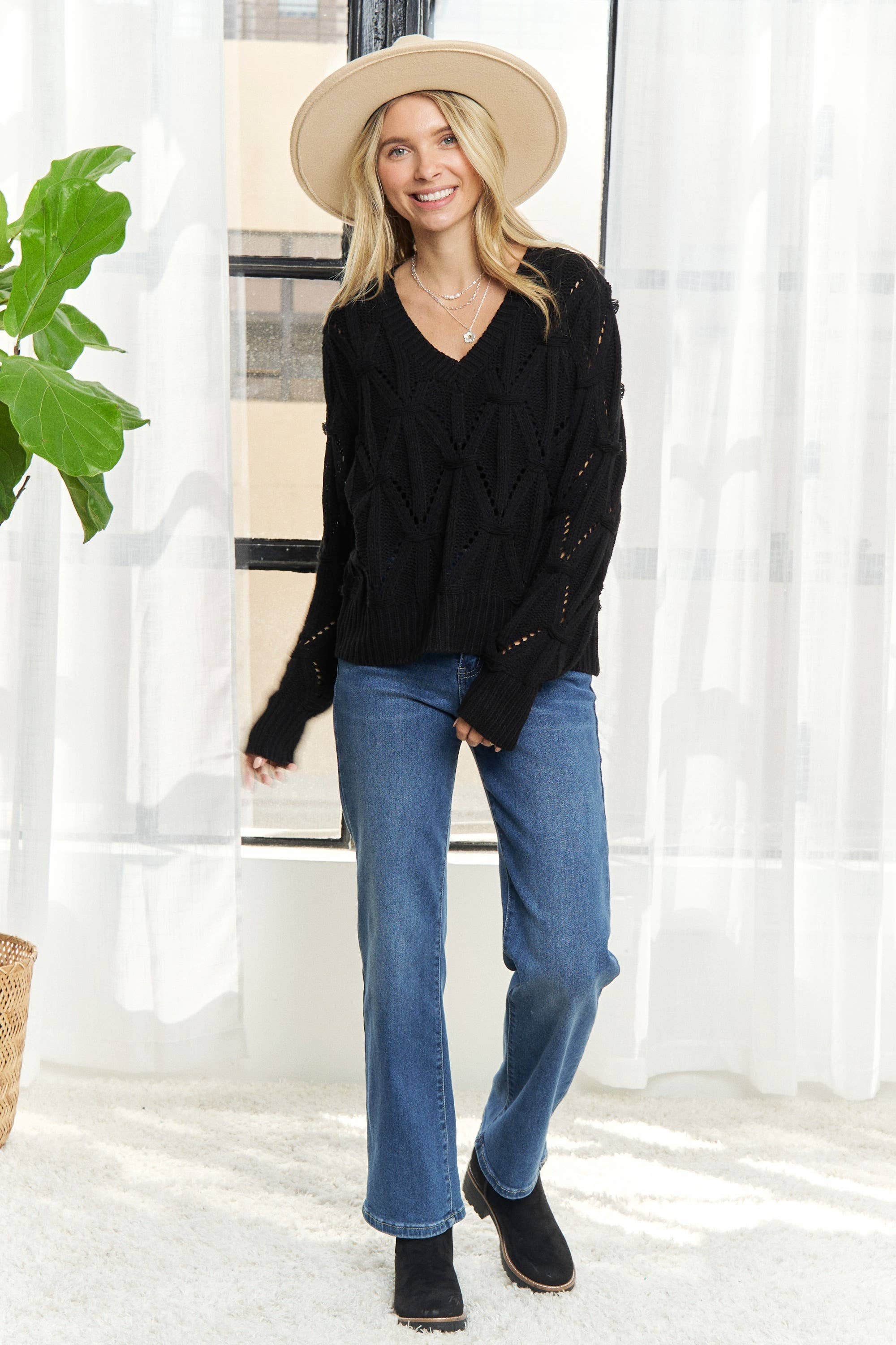 TEXTURED KNIT SWEATER