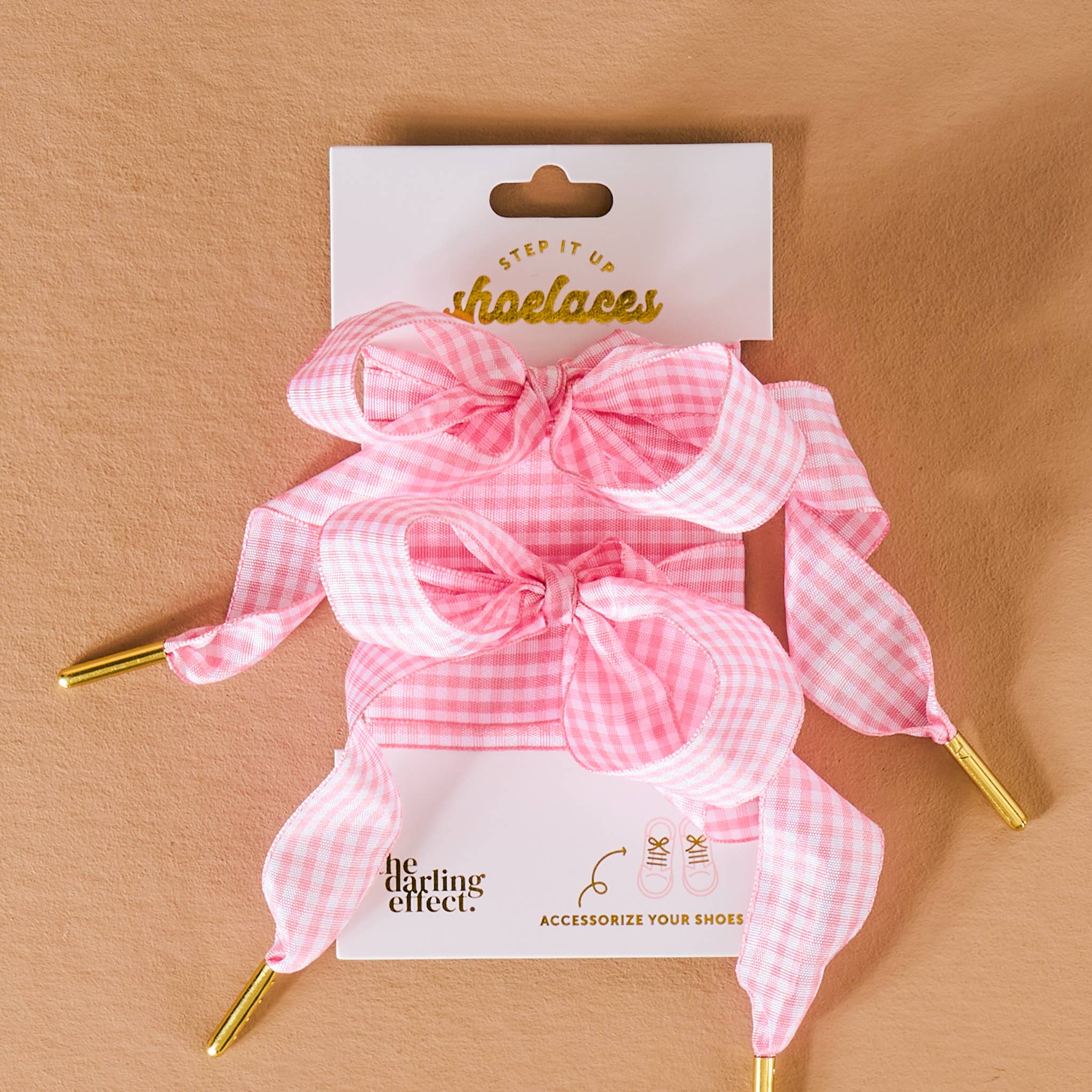 Step It Up Shoelaces–Gingham Pink