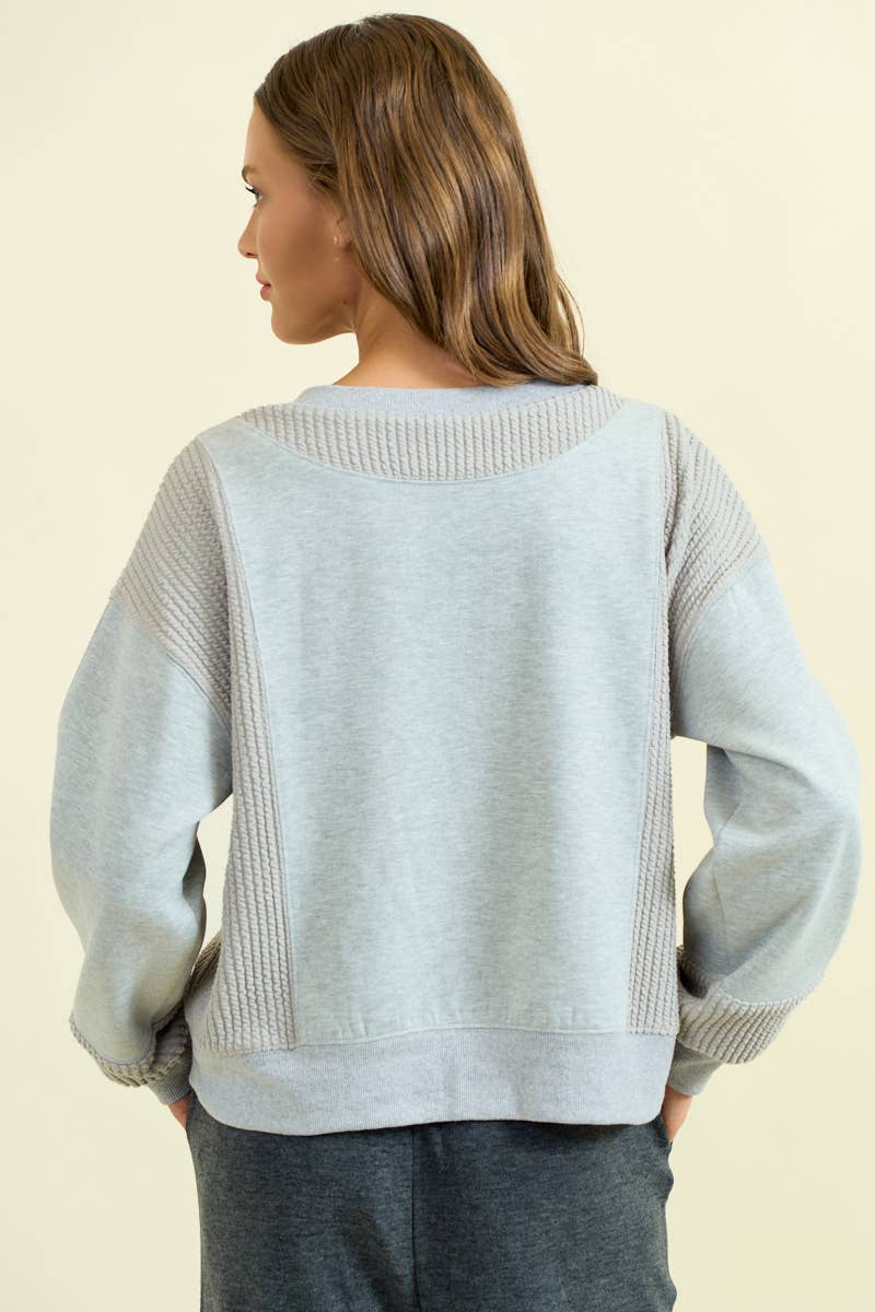 BRUSHED TERRY BLOCK SWEATSHIRT