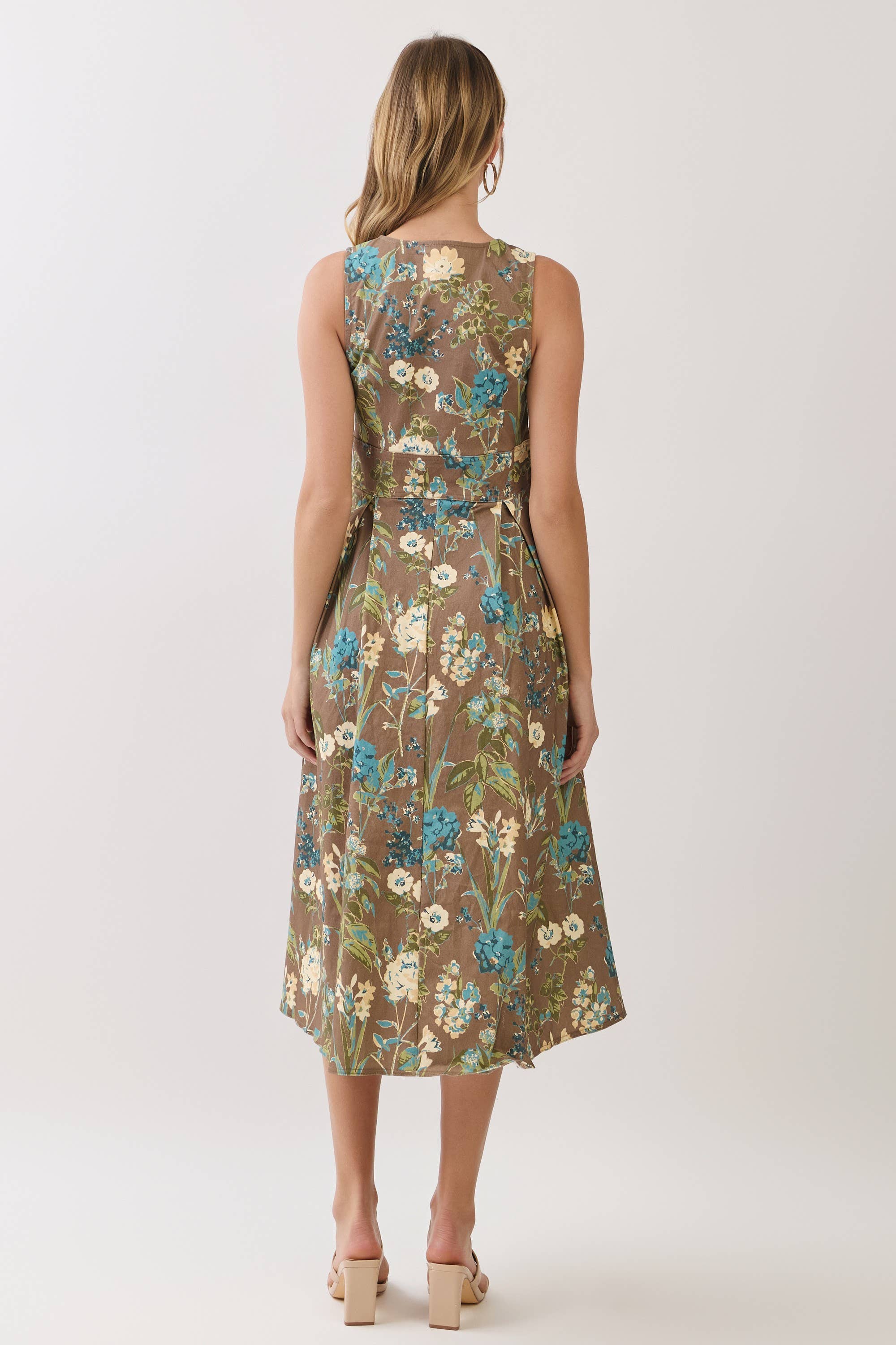 Floral Print Button Down Midi Dress