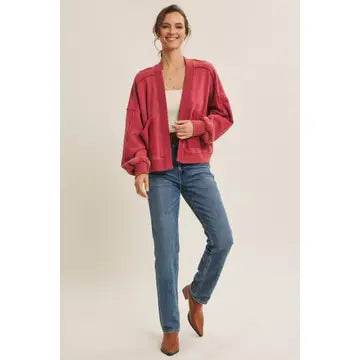 Cozy Favorite Mineral-Washed French Terry Cardigan
