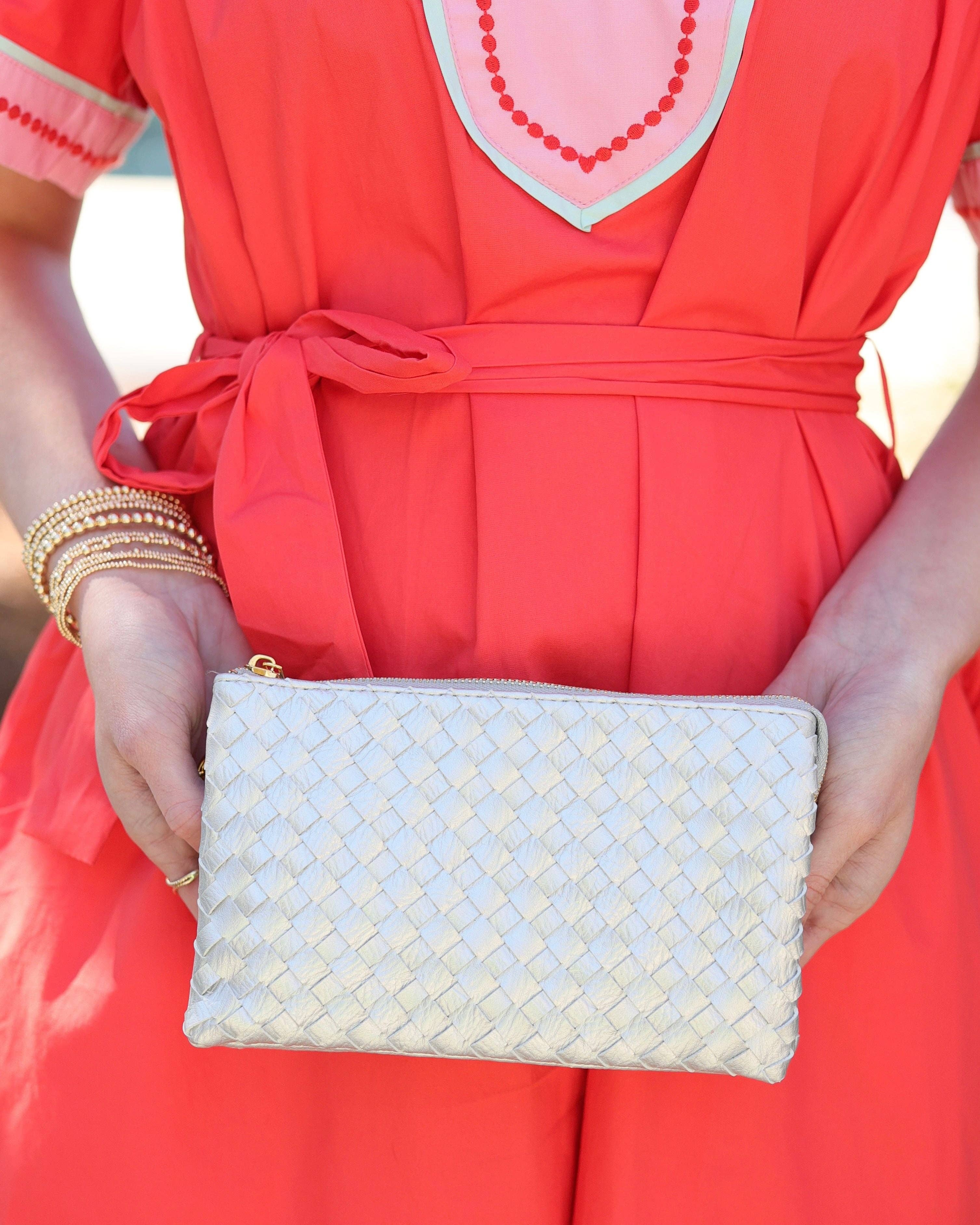 Liz Crossbody Bag Woven Silver