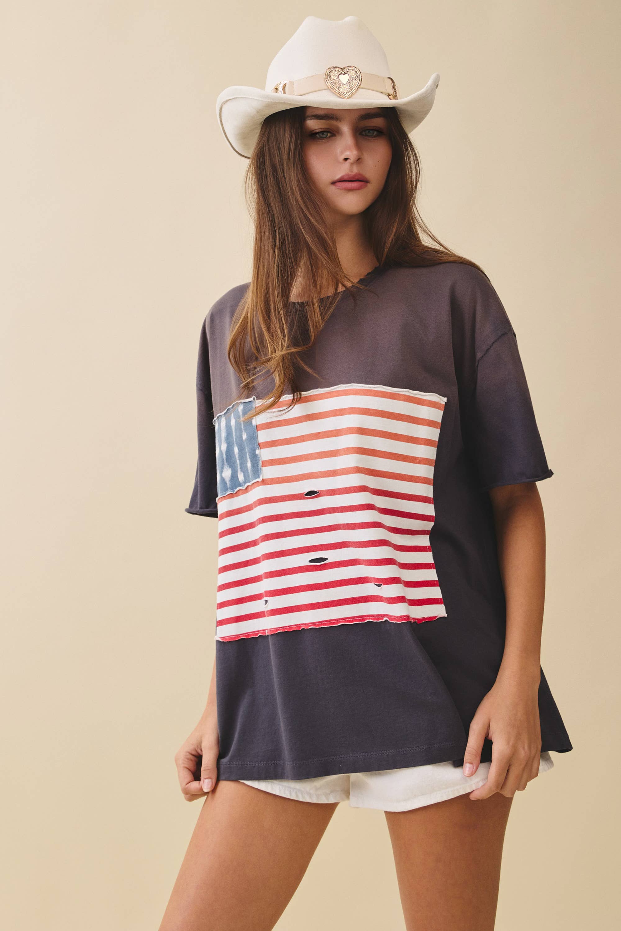Distressed Flag Patch Tee