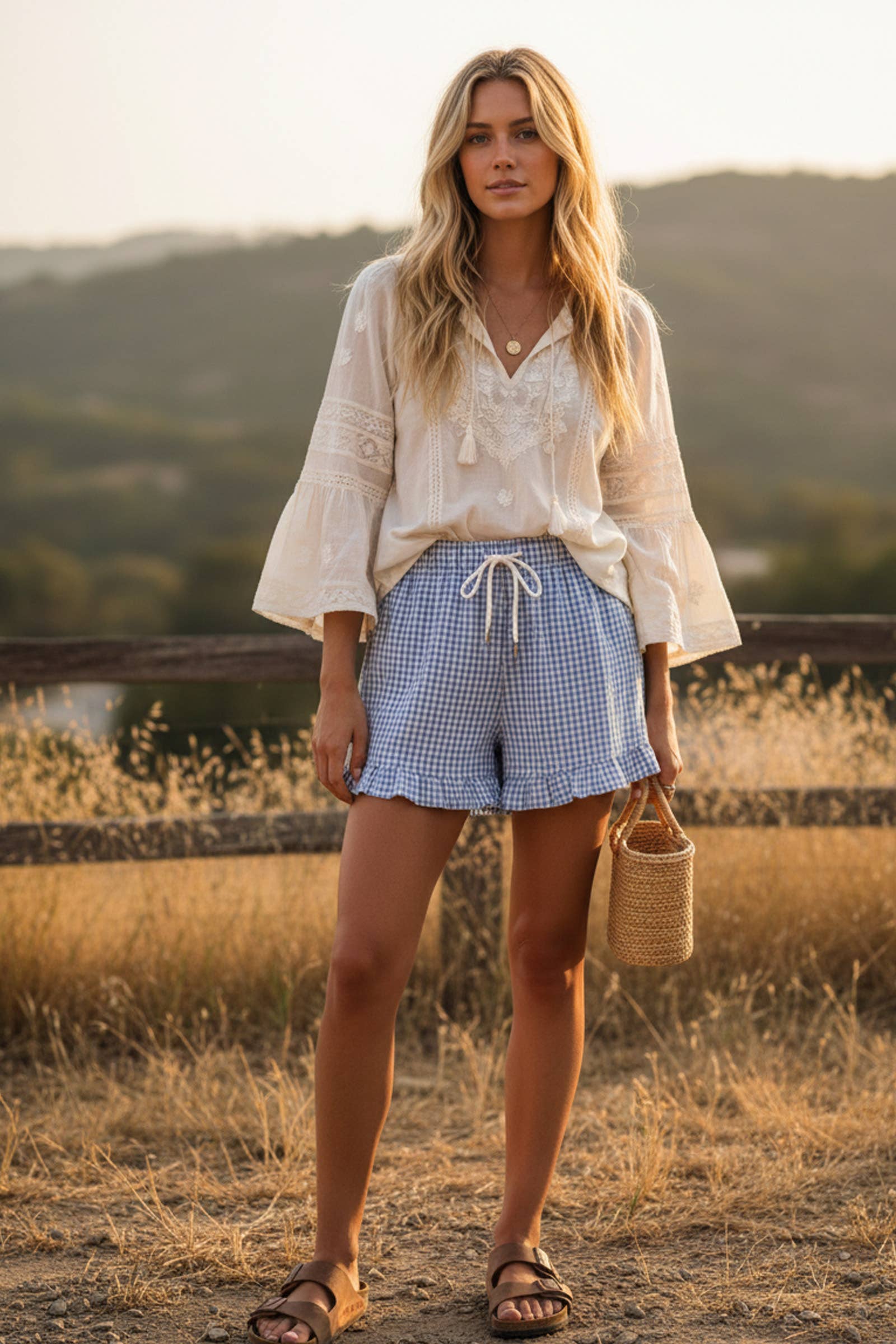 Checkered Ruffle Shorts