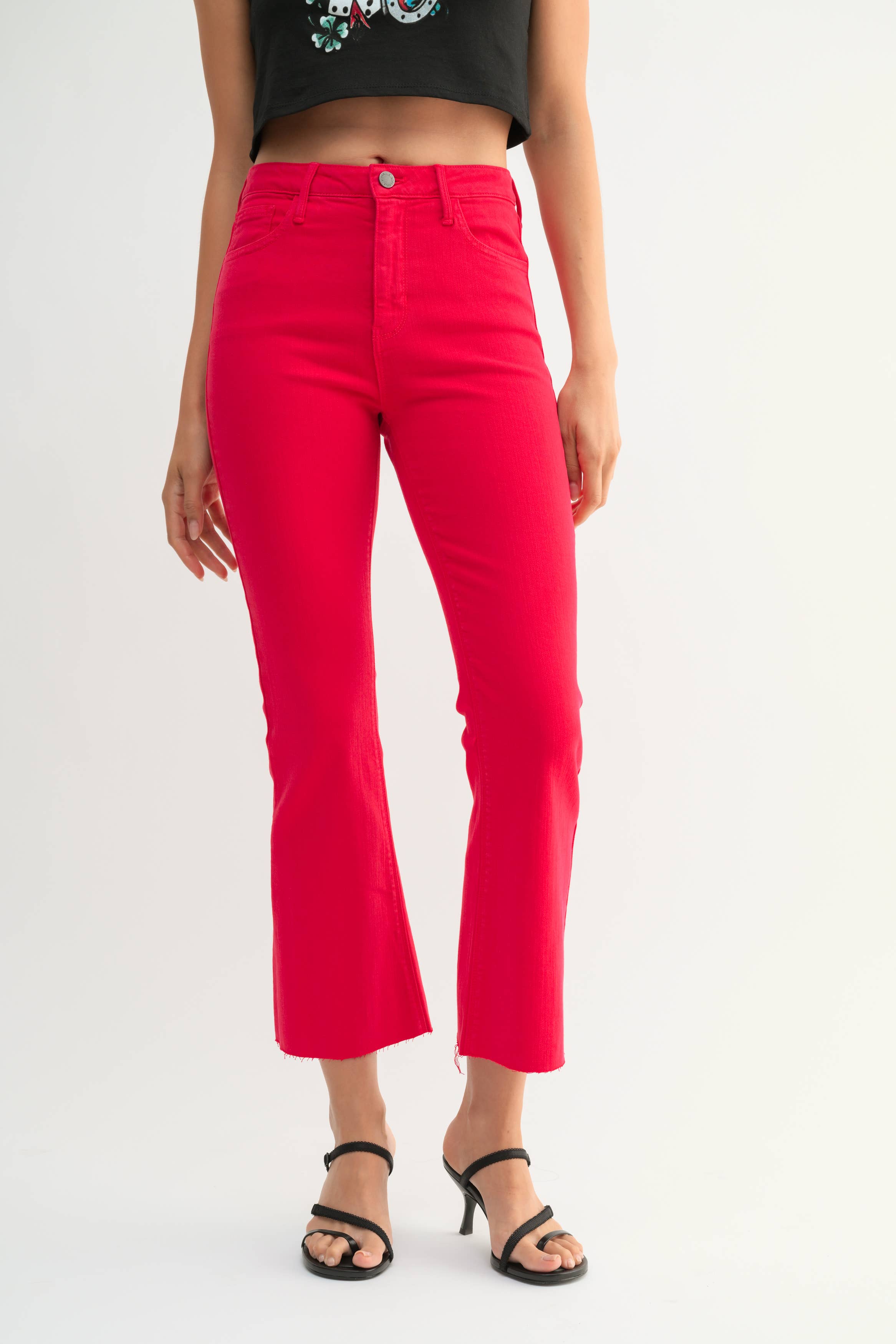VINTAGE RED High Rise Crop Flare