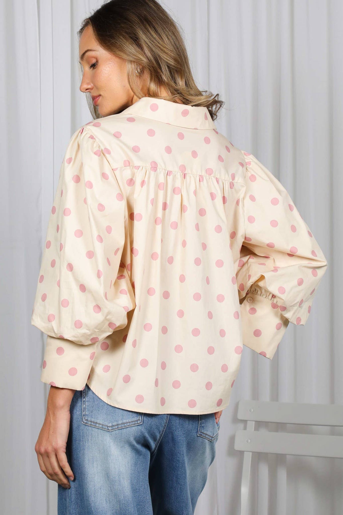 Playful Polka Dot Puff Sleeve Top