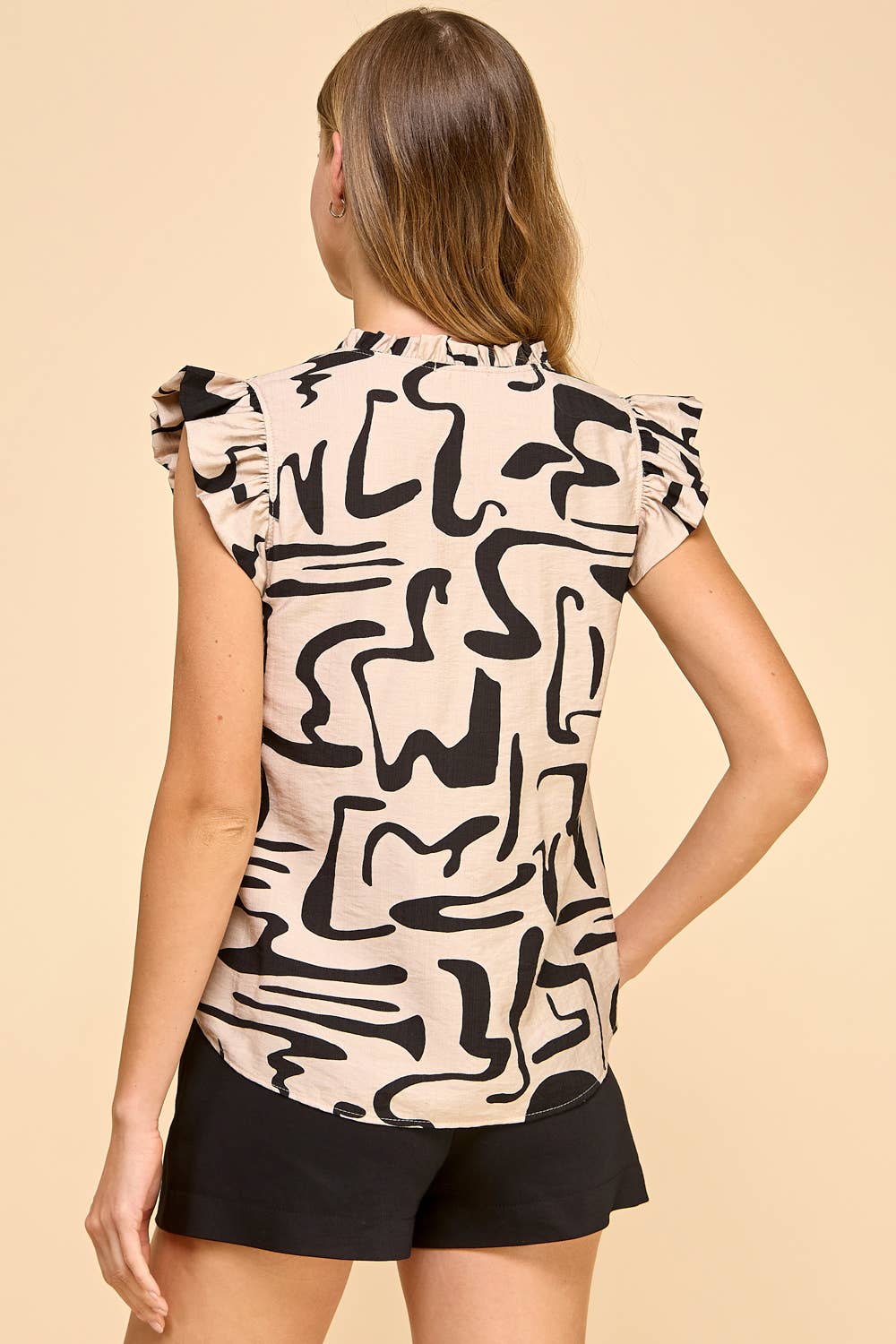 Abstract Ruffled Blouse