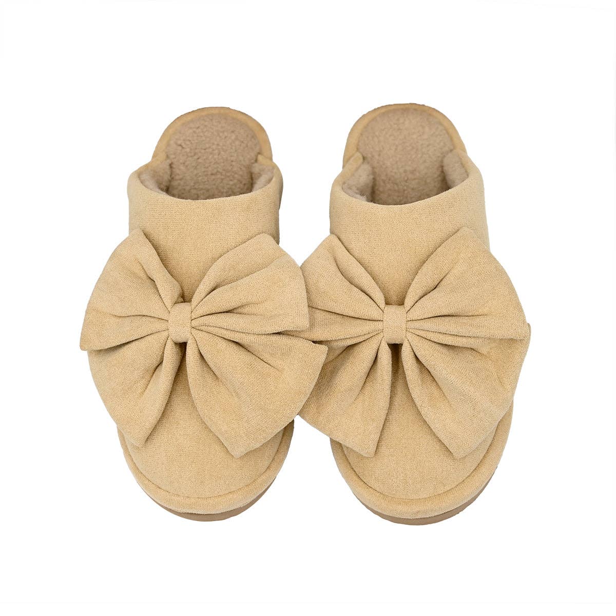 Fur Suede Bow Slippers