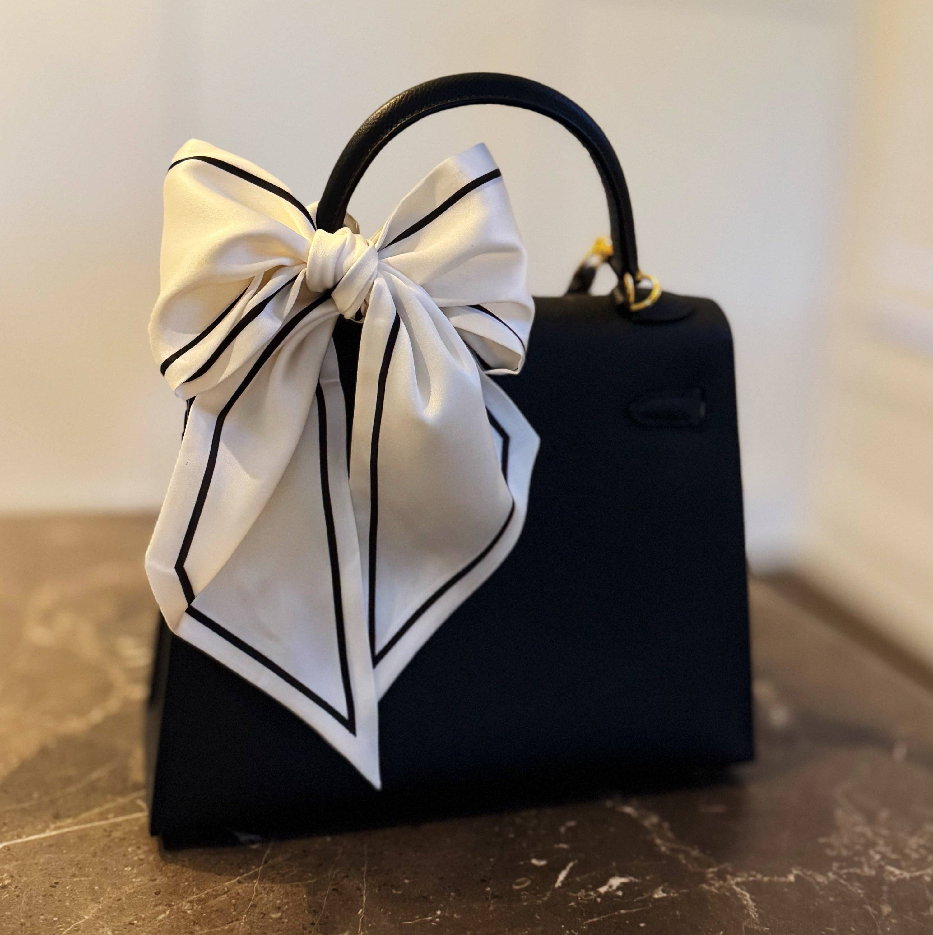 Chic Contrast Edge Ribbon Scarf – Stylish Accent for Bags, Hair & More