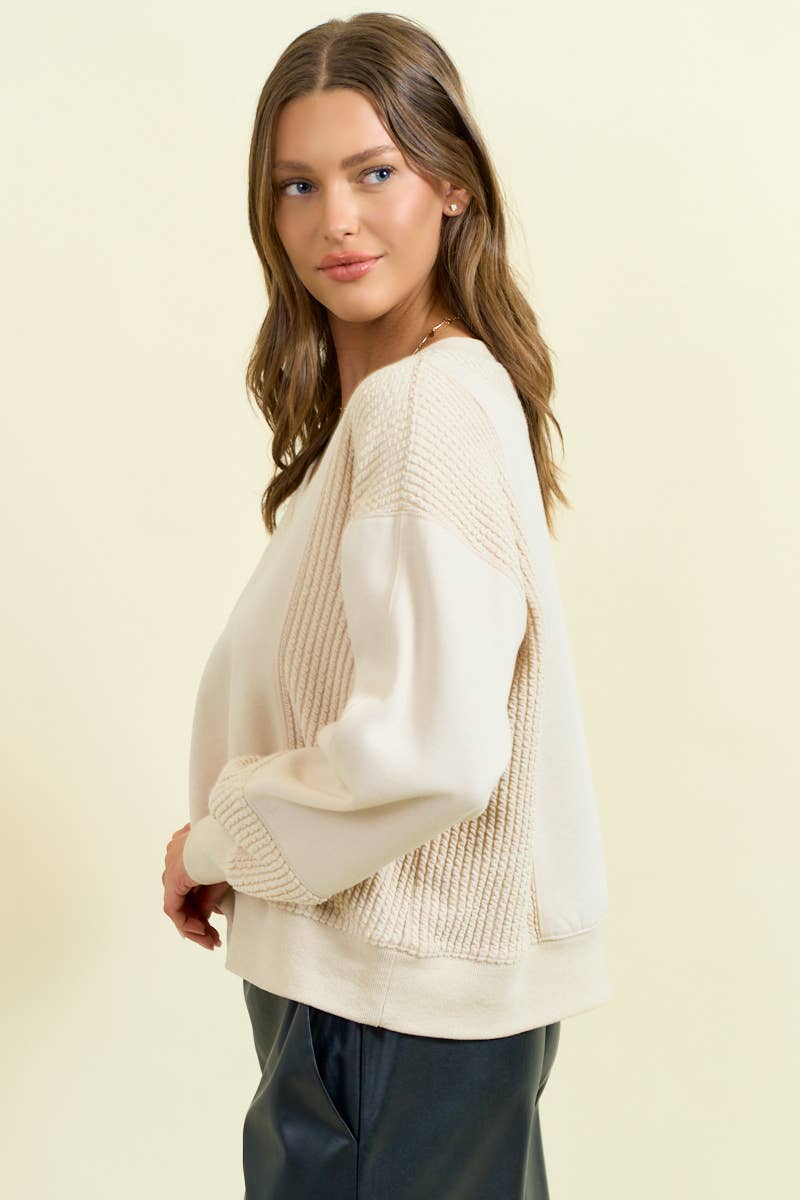 BRUSHED TERRY BLOCK SWEATSHIRT