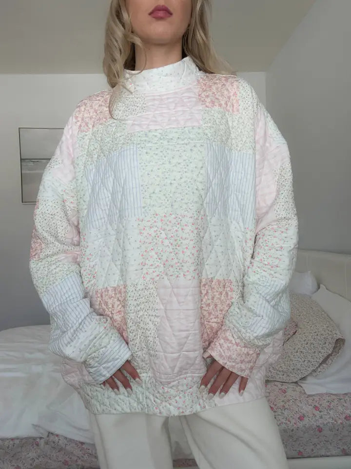 Pastel Quilted Mockneck Sweatshirt - Preorder Ships October