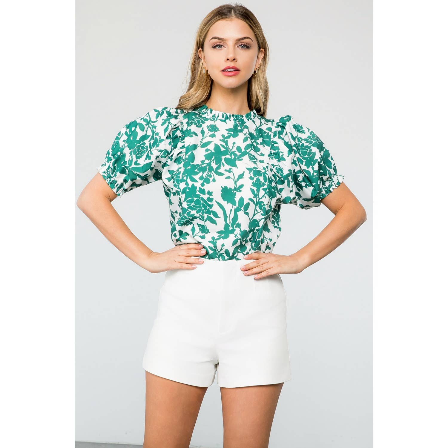 Flower Puff Sleeve Top