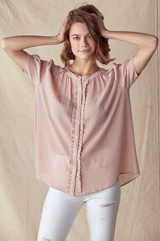 Ruffle Detail Puff Sleeve Blouse