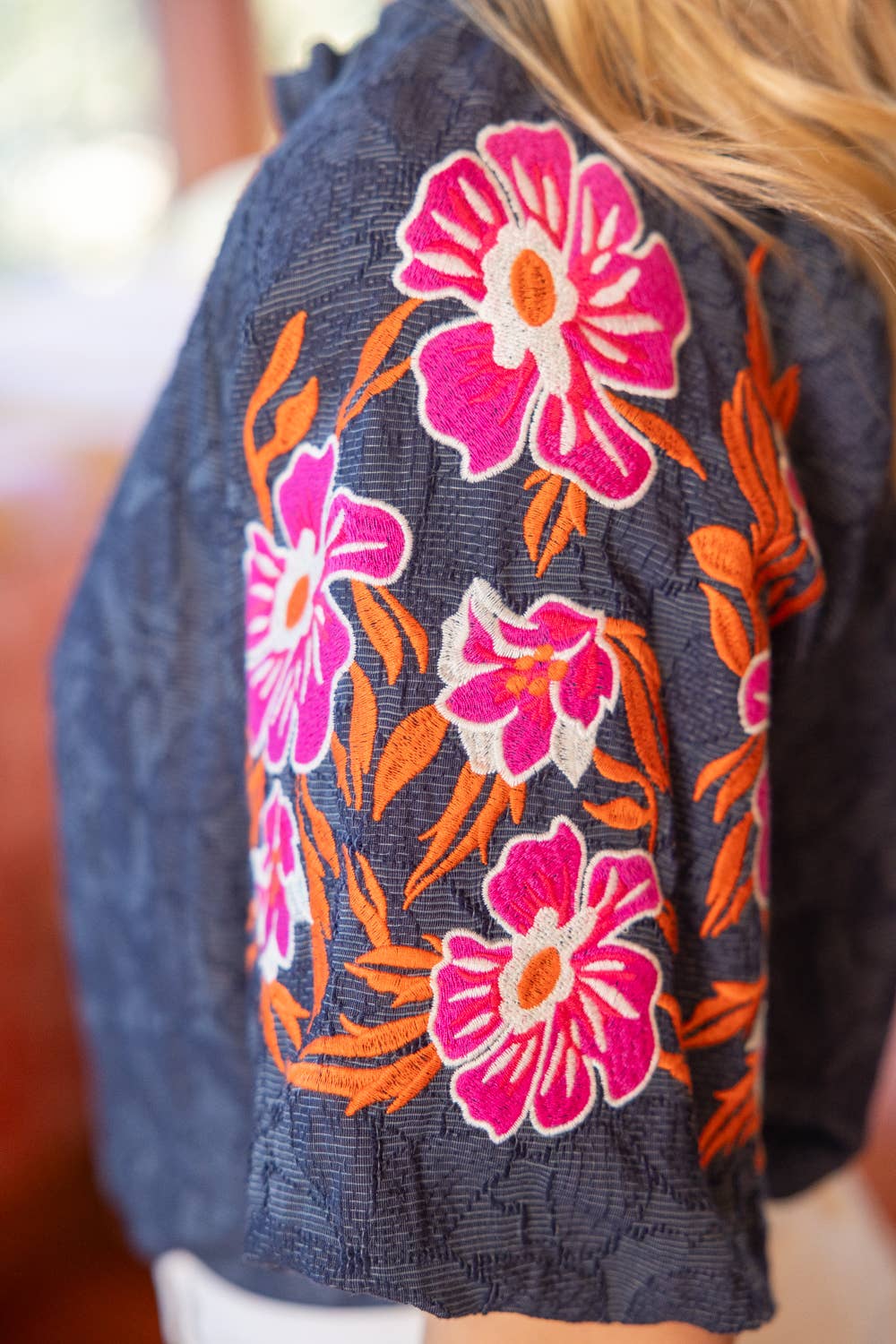 Embroidered Floral Textured Top