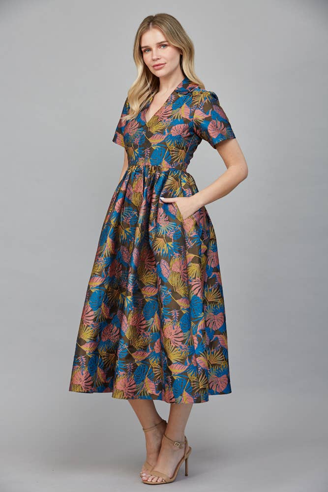 JACQUARD FABRIC MIDI DRESS