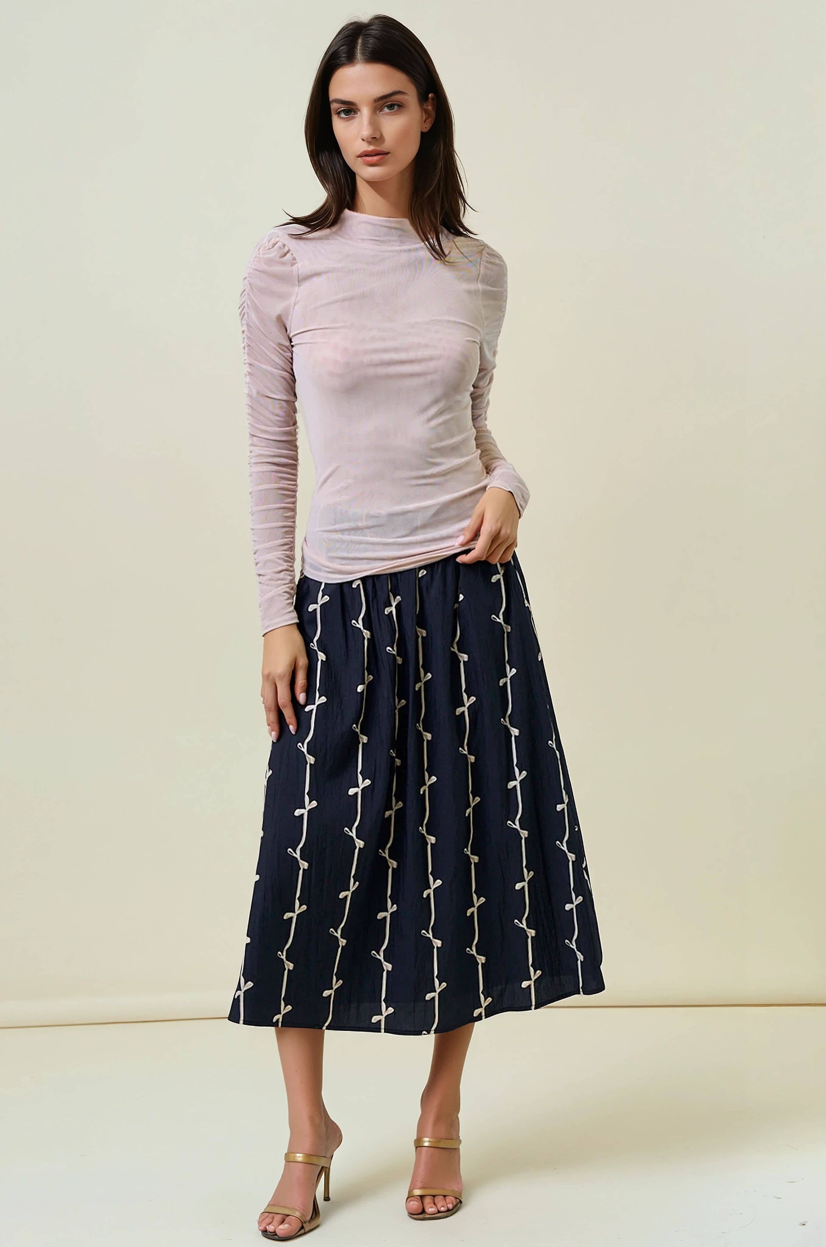 SEMI SHEER MOCK NECK