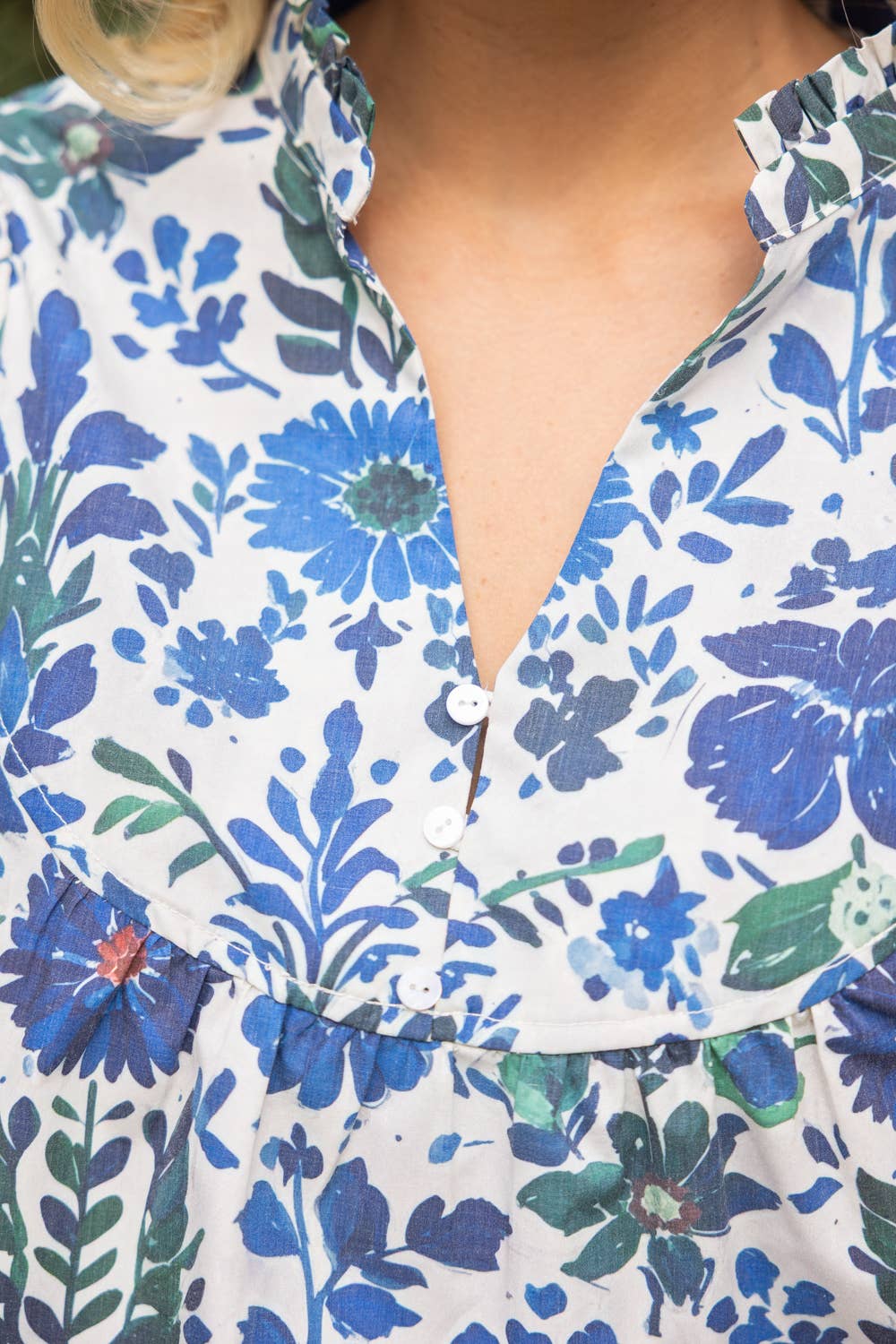 V-Neck Floral Print Top