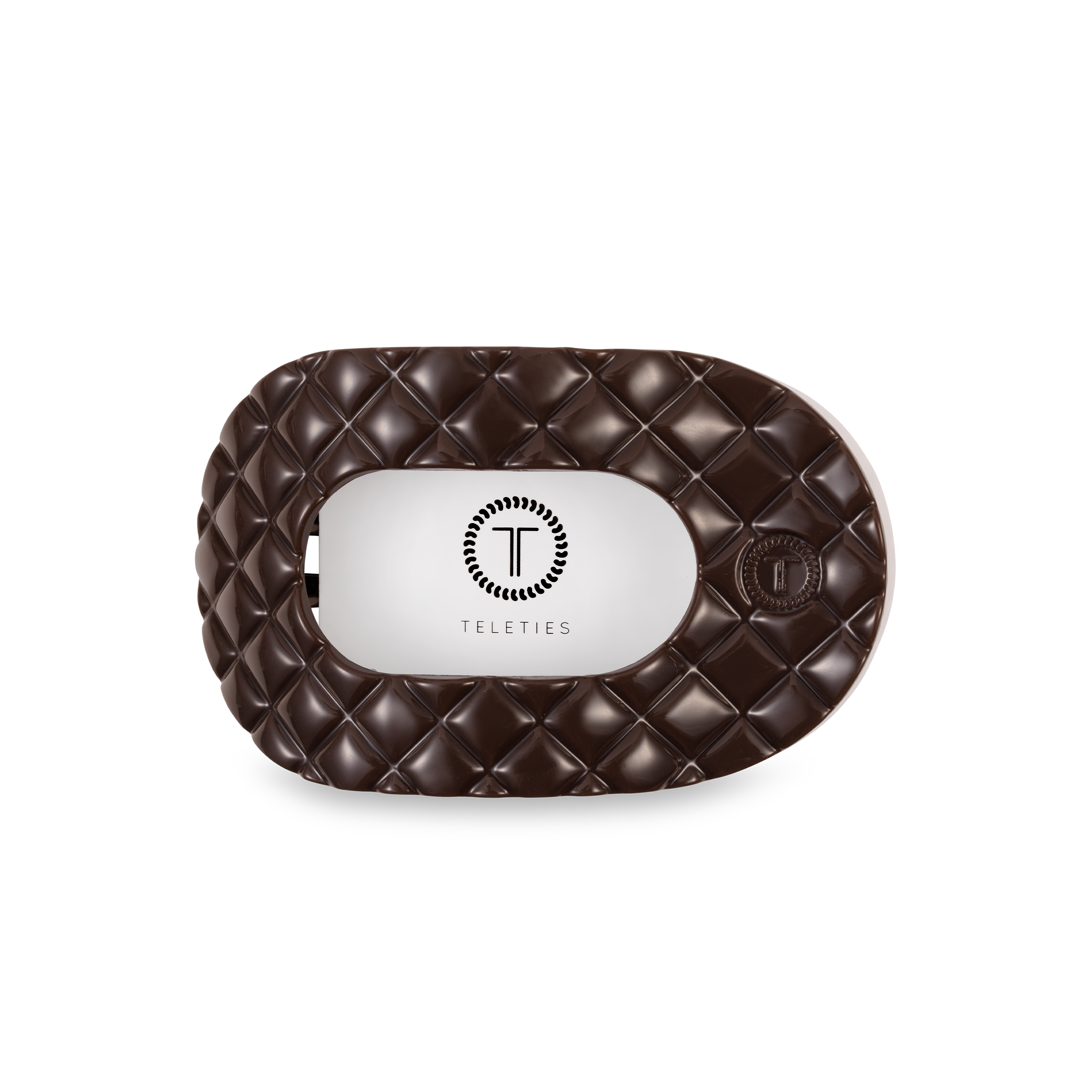 Flat Round Hair Clip | Medium | Truly Taupe Quilted