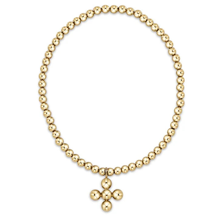 Classic Gold 3mm Bead Bracelet - Classic Beaded Signature Cross Gold Charm