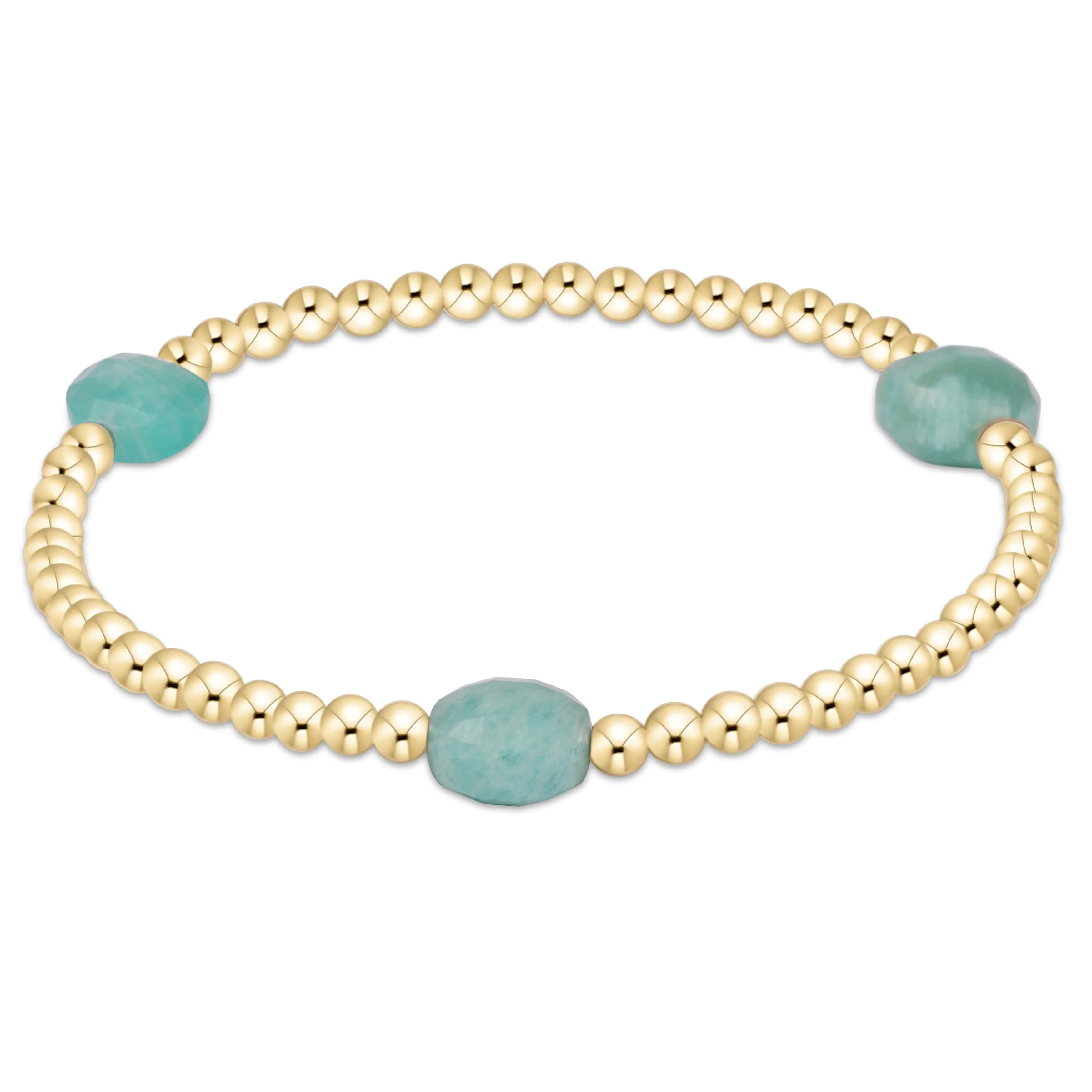 Admire Gem 3mm Gold Bracelet - Amazonite