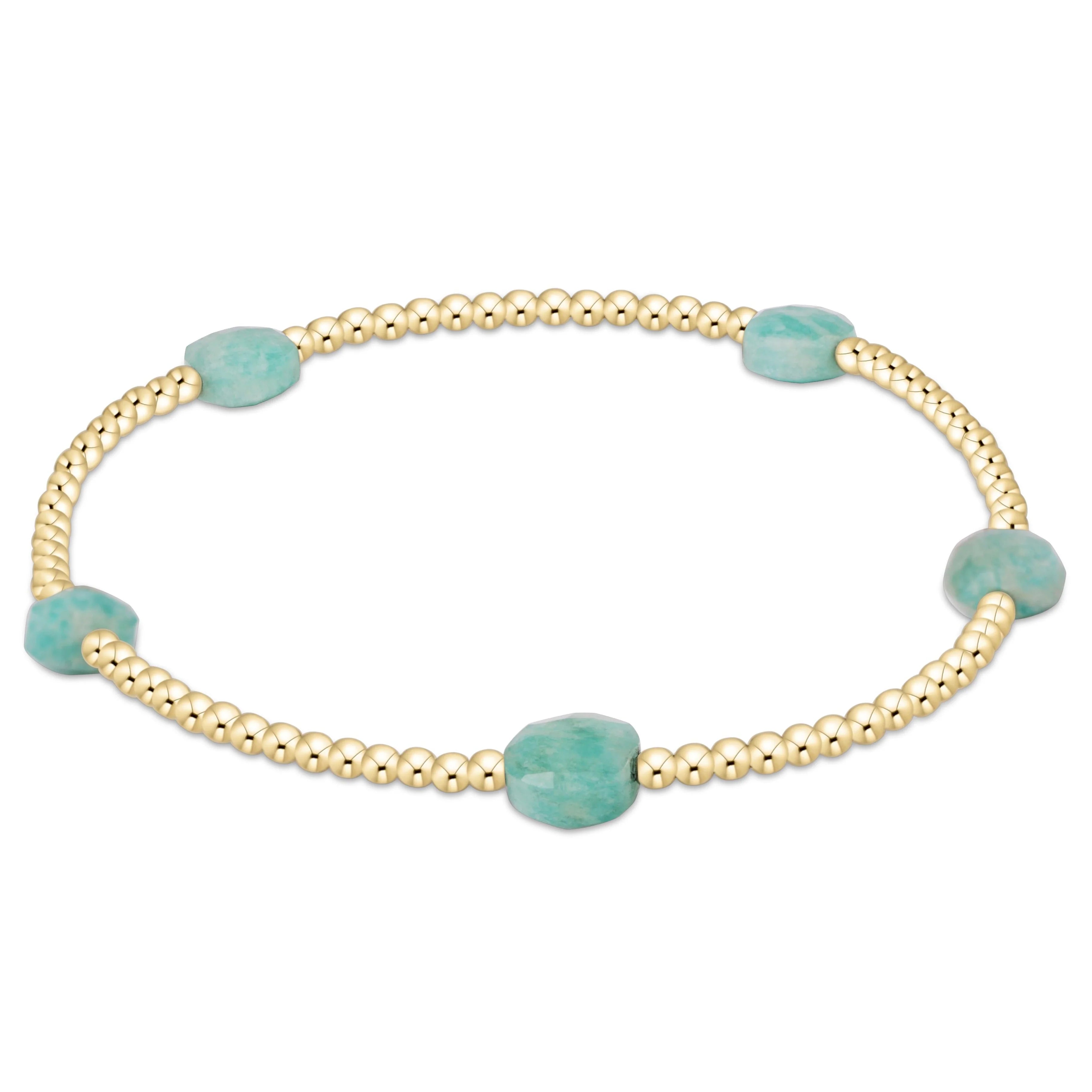 Admire Small Gem 2mm Gold Bracelet- Amazonite