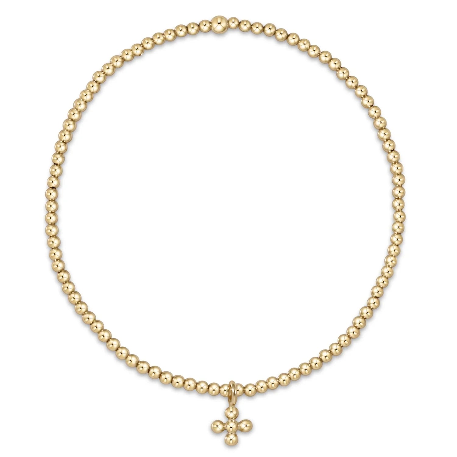 Classic Gold 2mm Bead Bracelet - Classic Beaded Signature Cross