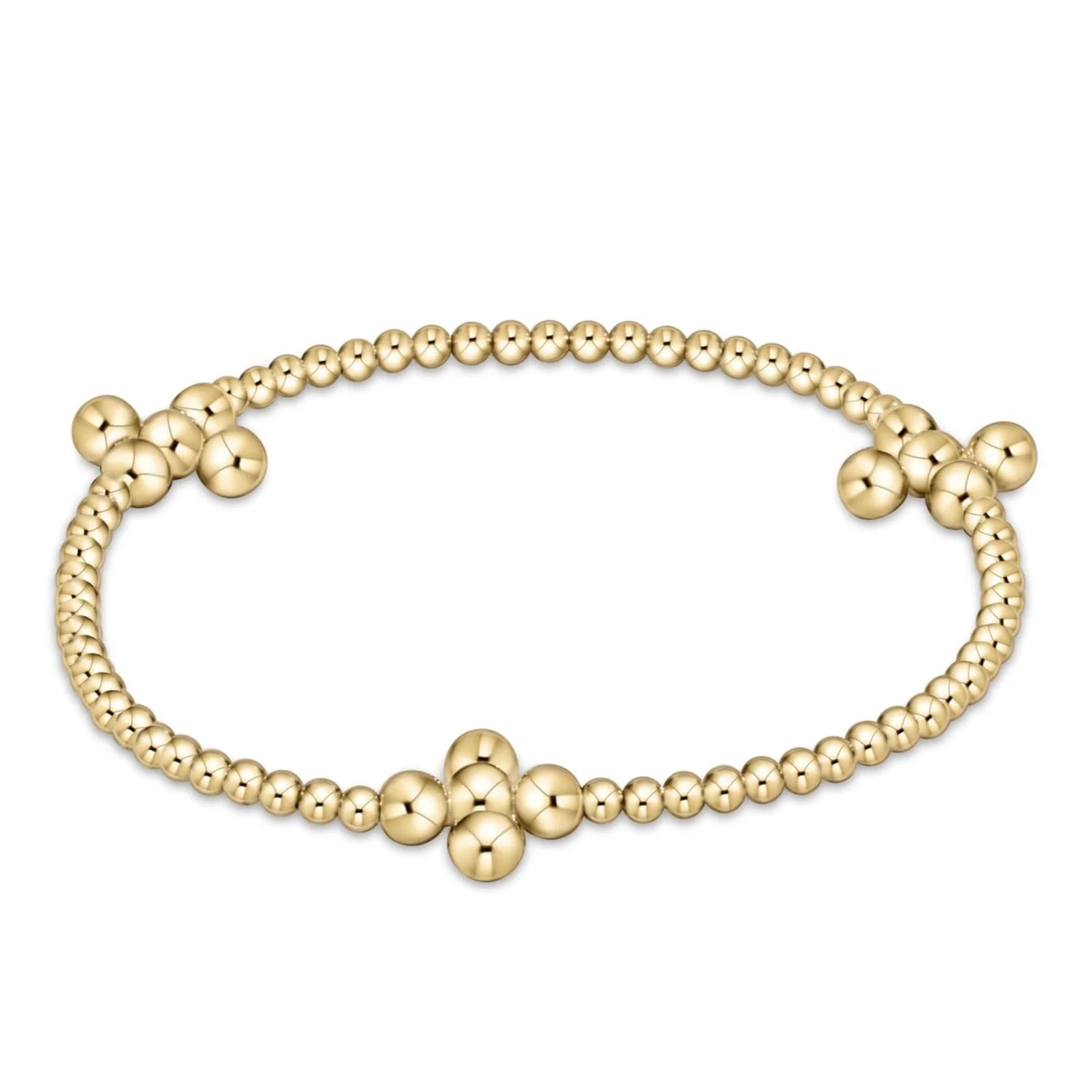 Signature Cross Gold Pattern 2.5mm Bead Bracelet - Classic Beaded Signature Cross Gold