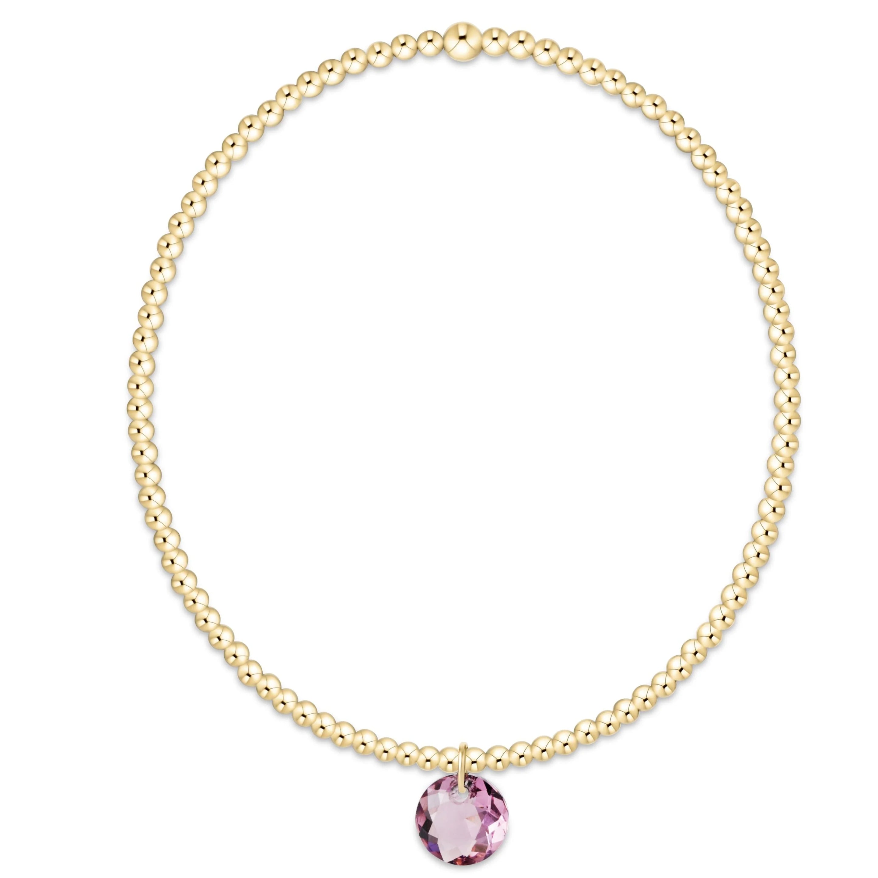 Classic Gold 2mm Bracelet - Reflection Small Charm - February