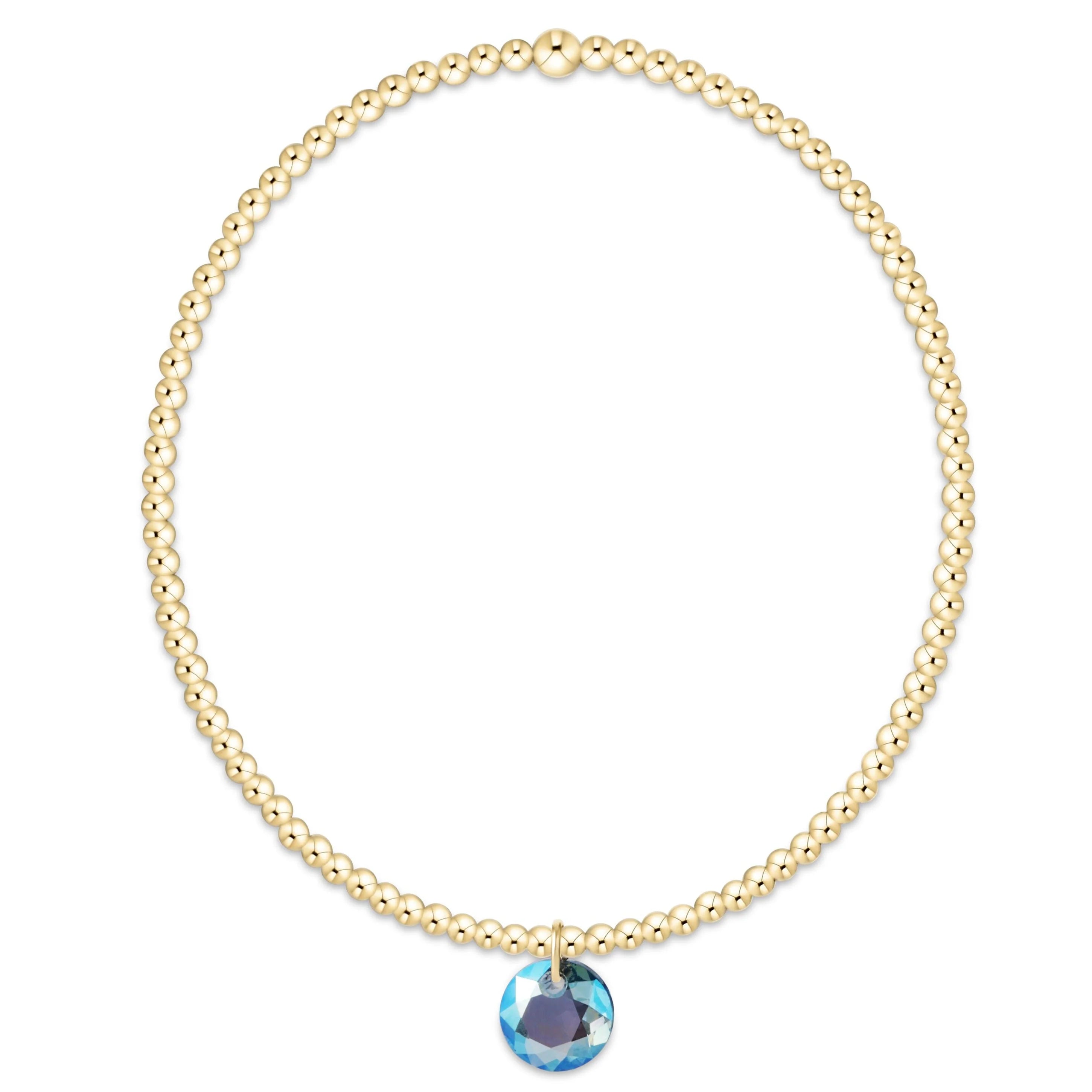 Classic Gold 2mm Bracelet - Reflection Small Charm - March