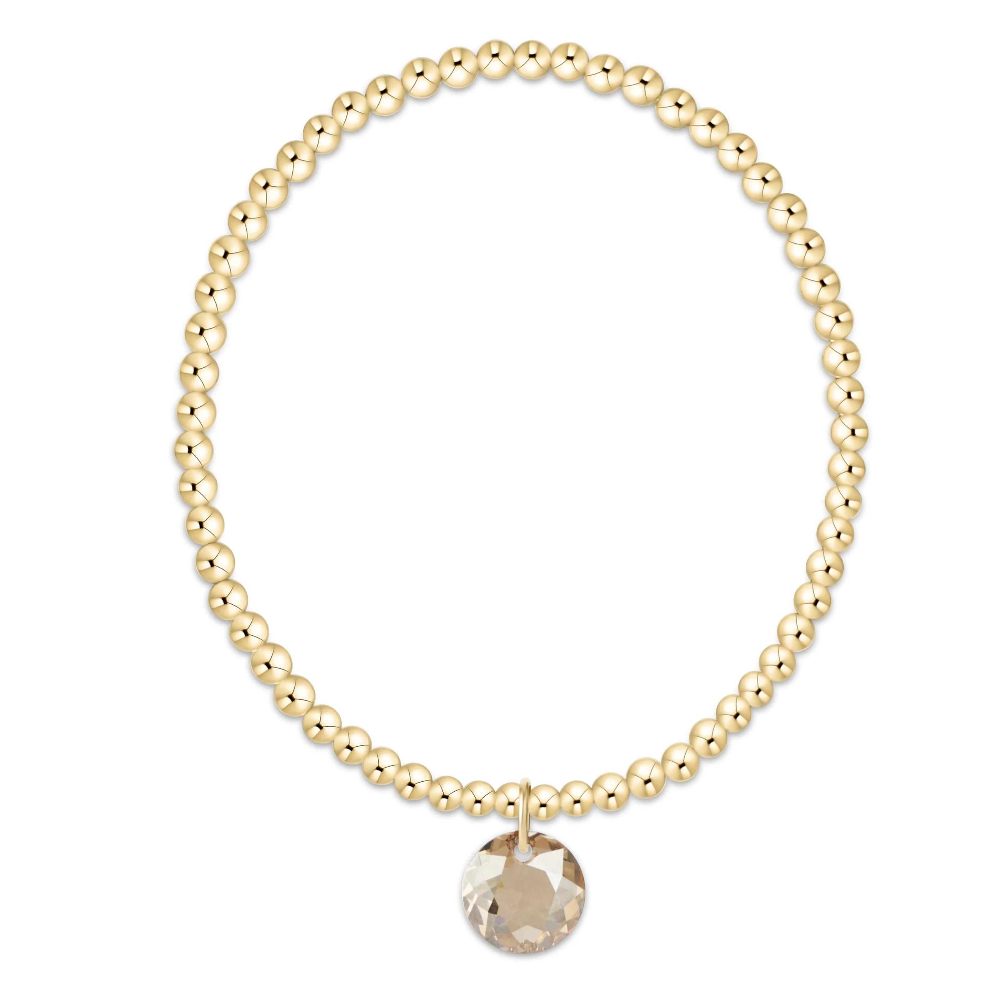 Classic Gold 3mm Bracelet - Reflection Charm - November