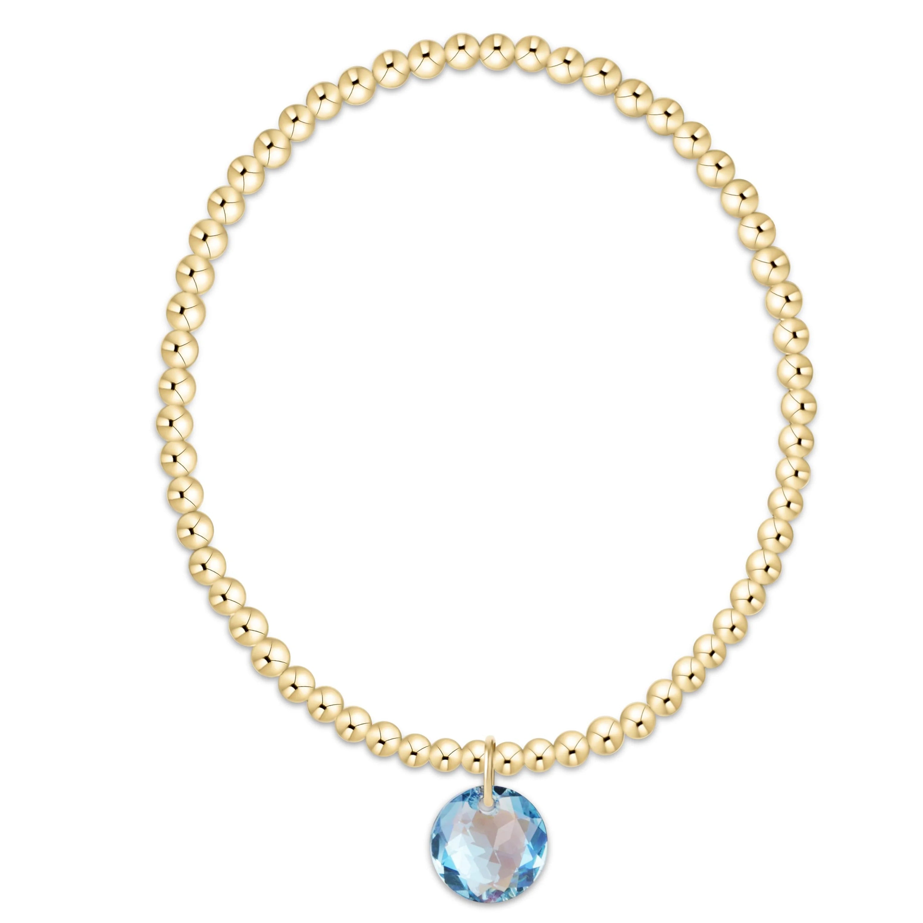 Classic Gold 3mm Bracelet - Reflection Charm - March