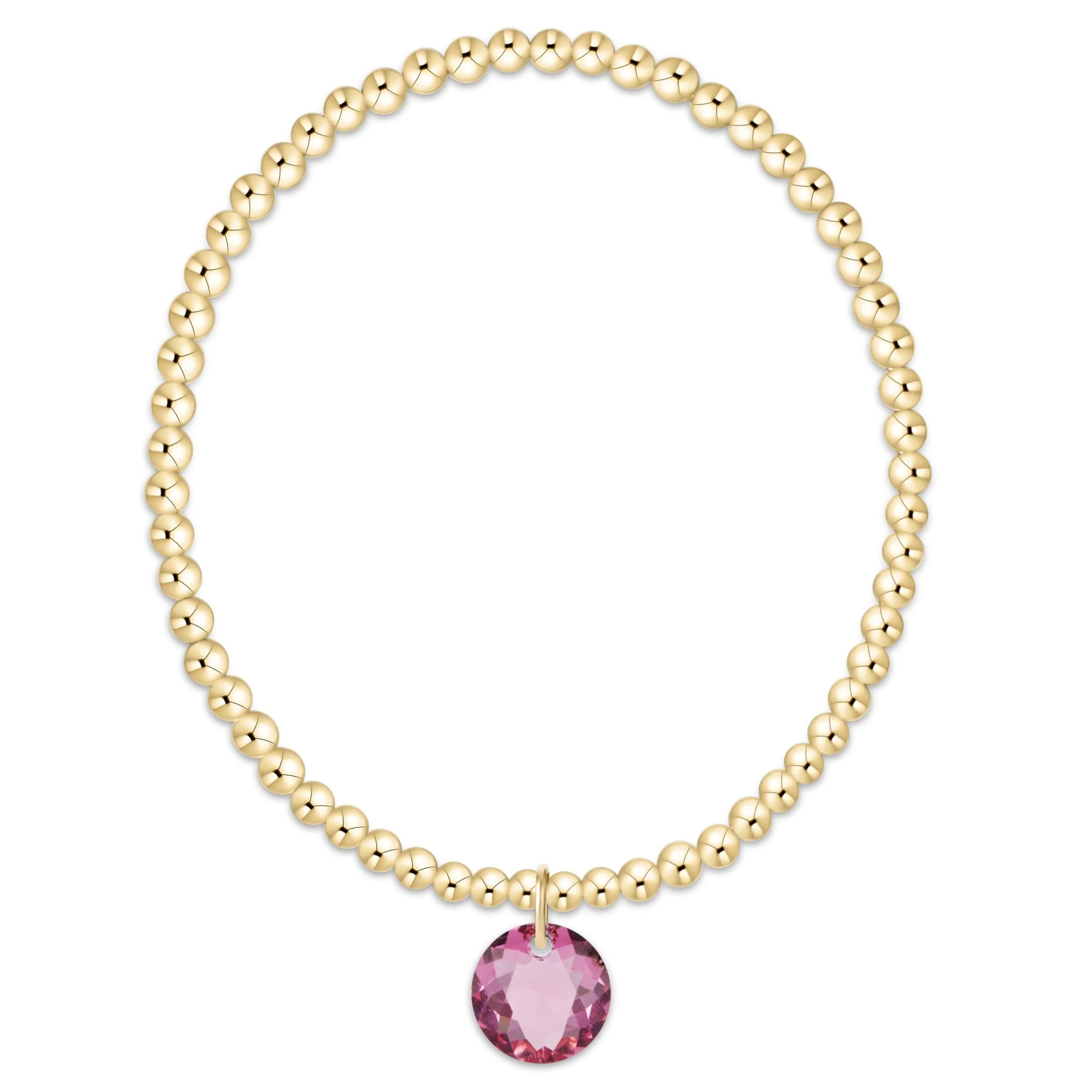 Classic Gold 3mm Bracelet - Reflection Charm - October