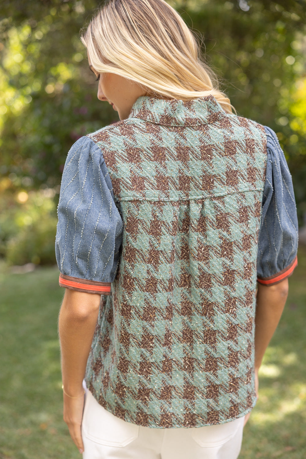 Hounds Tooth Tweed Top
