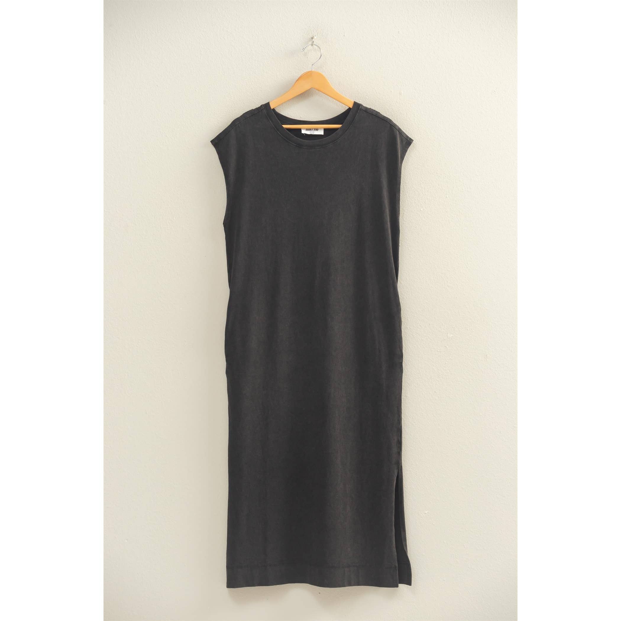 Mineral Wash Cap Sleeve Midi Dress