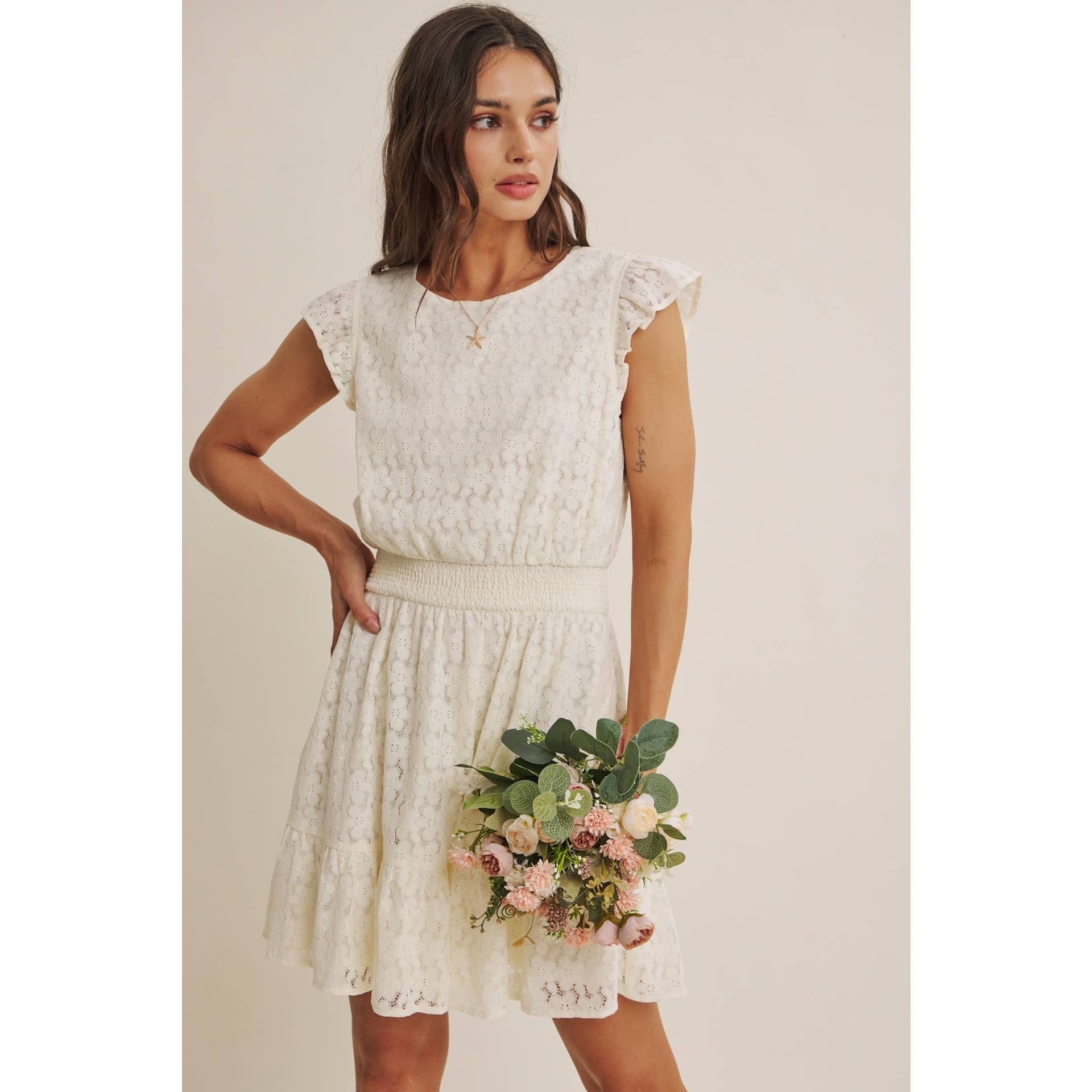 DELICATE LACE MINI DRESS