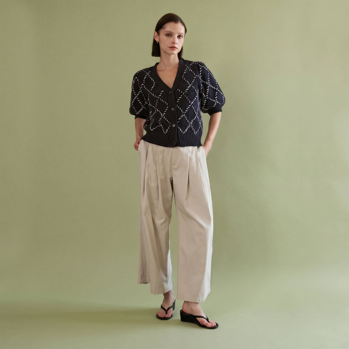 Whipstitch Diamond Cardigan