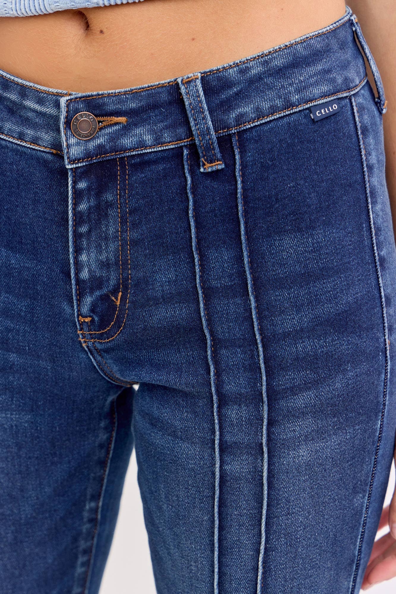 Mid Rise Flare Pintuck Seam