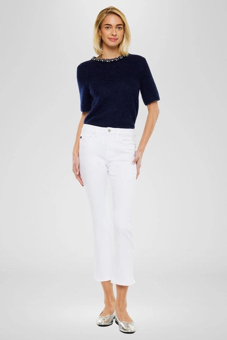 White High Rise Kick Flare