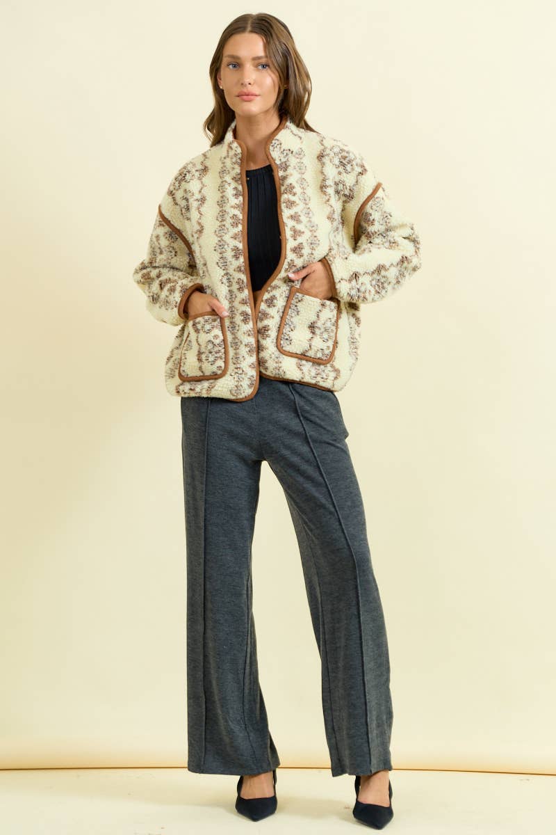 FAIRISLE FAUX SHEARLIING SWEATSHIRT