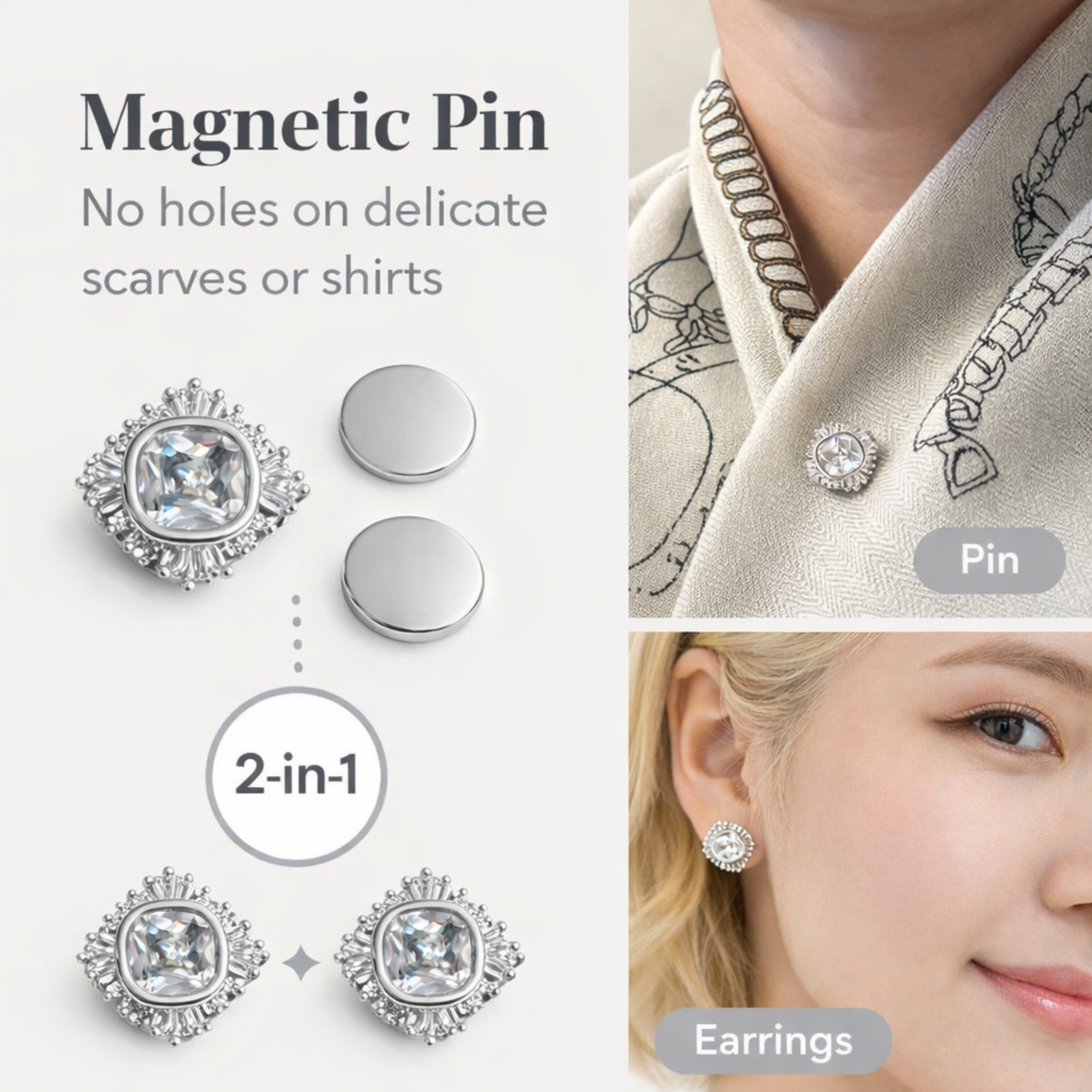 Radiant Sparkle Brooch – Abstract Design, Scarf Magnetic Brooch Pin