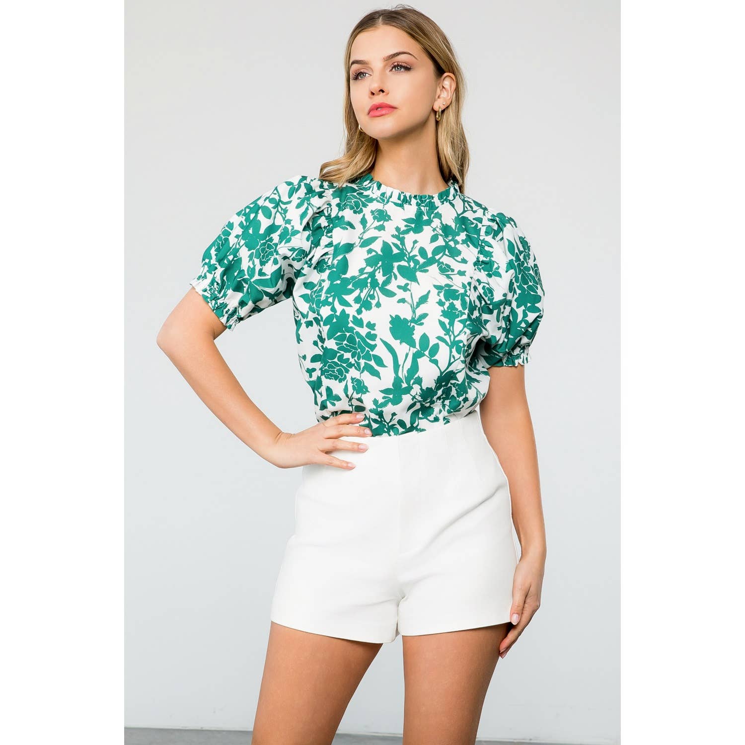 Flower Puff Sleeve Top