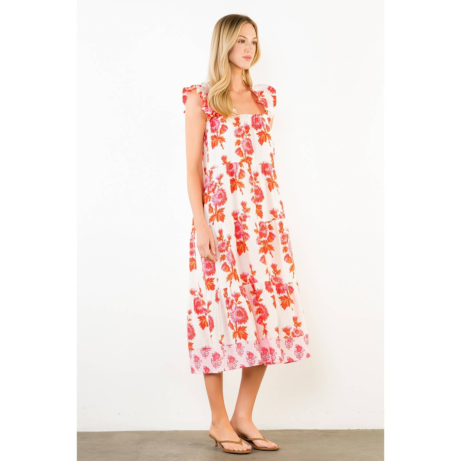 Flutter Sleeve Floral Tiered Dress