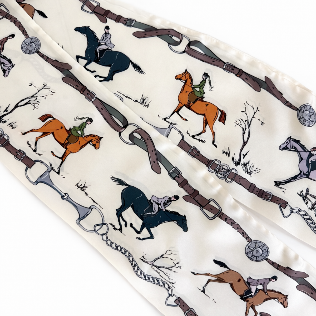 Heritage Equestrian Jumbo Twilly Scarf – Horse & Bridle Print