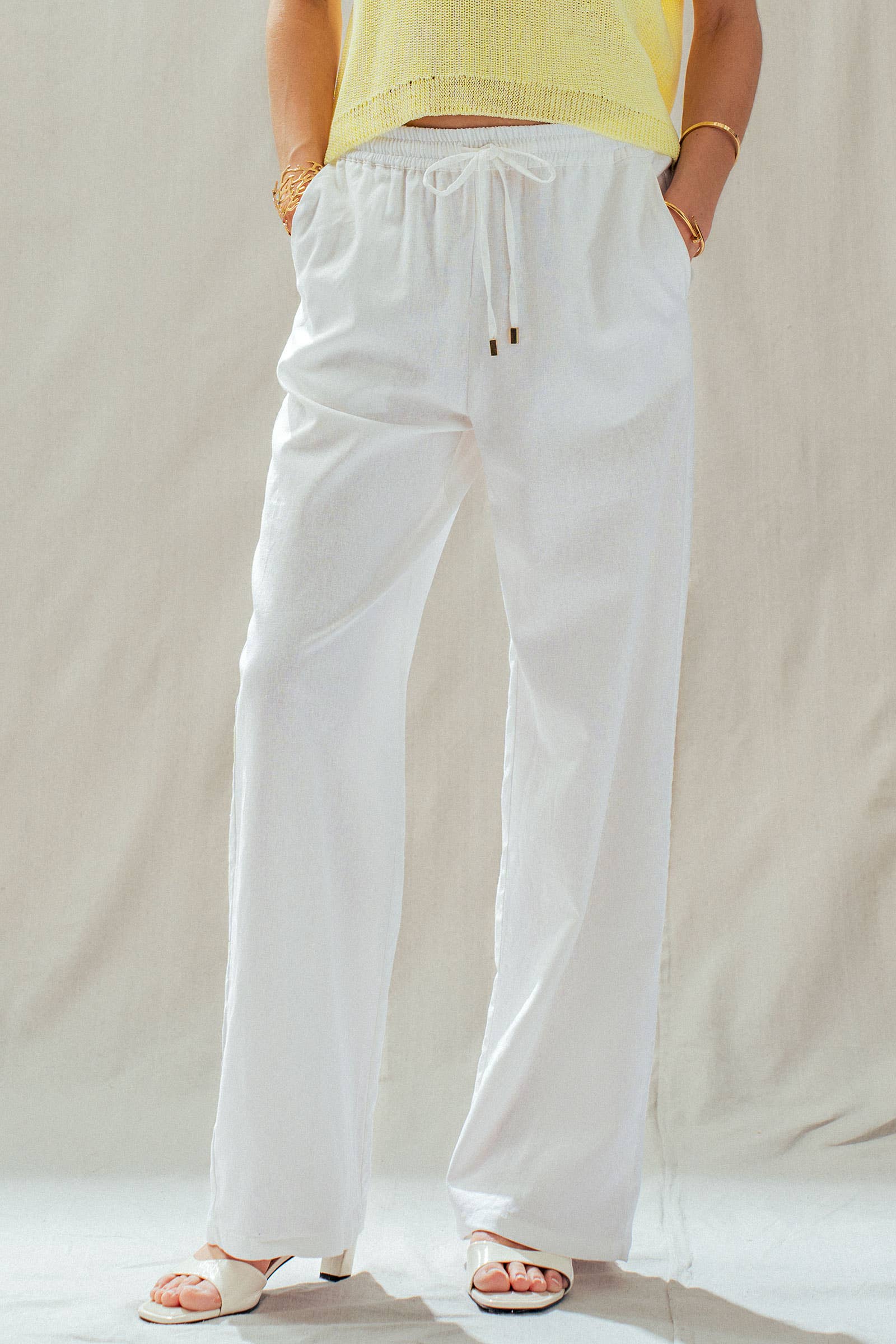 Linen Blend Wide Leg Pants