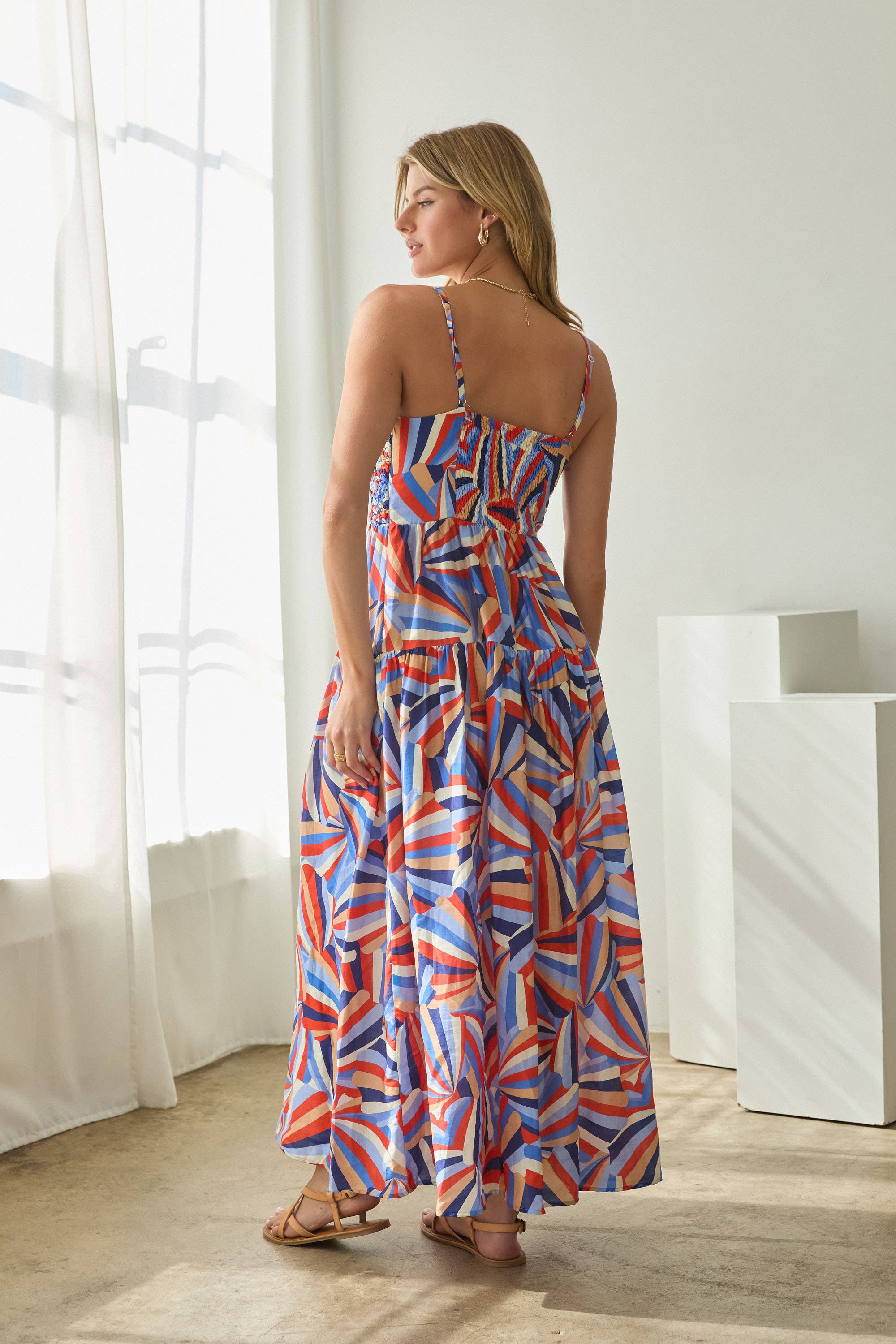 Smocked Bodice Midi Dress