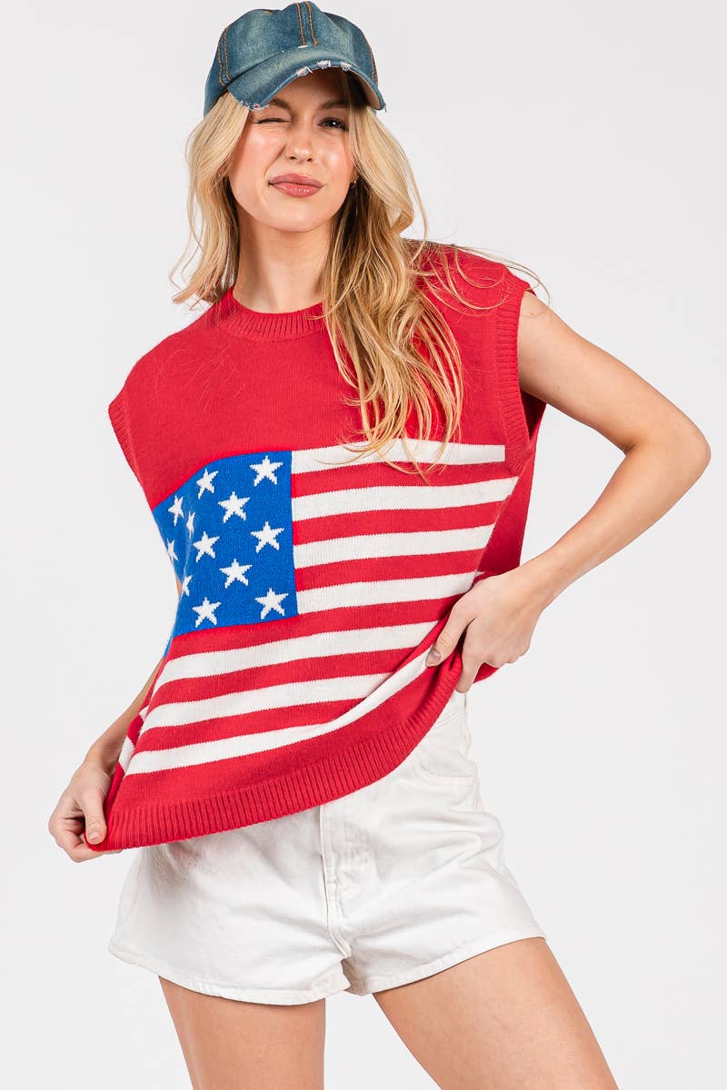 AMERICAN FLAG SWEATER VEST