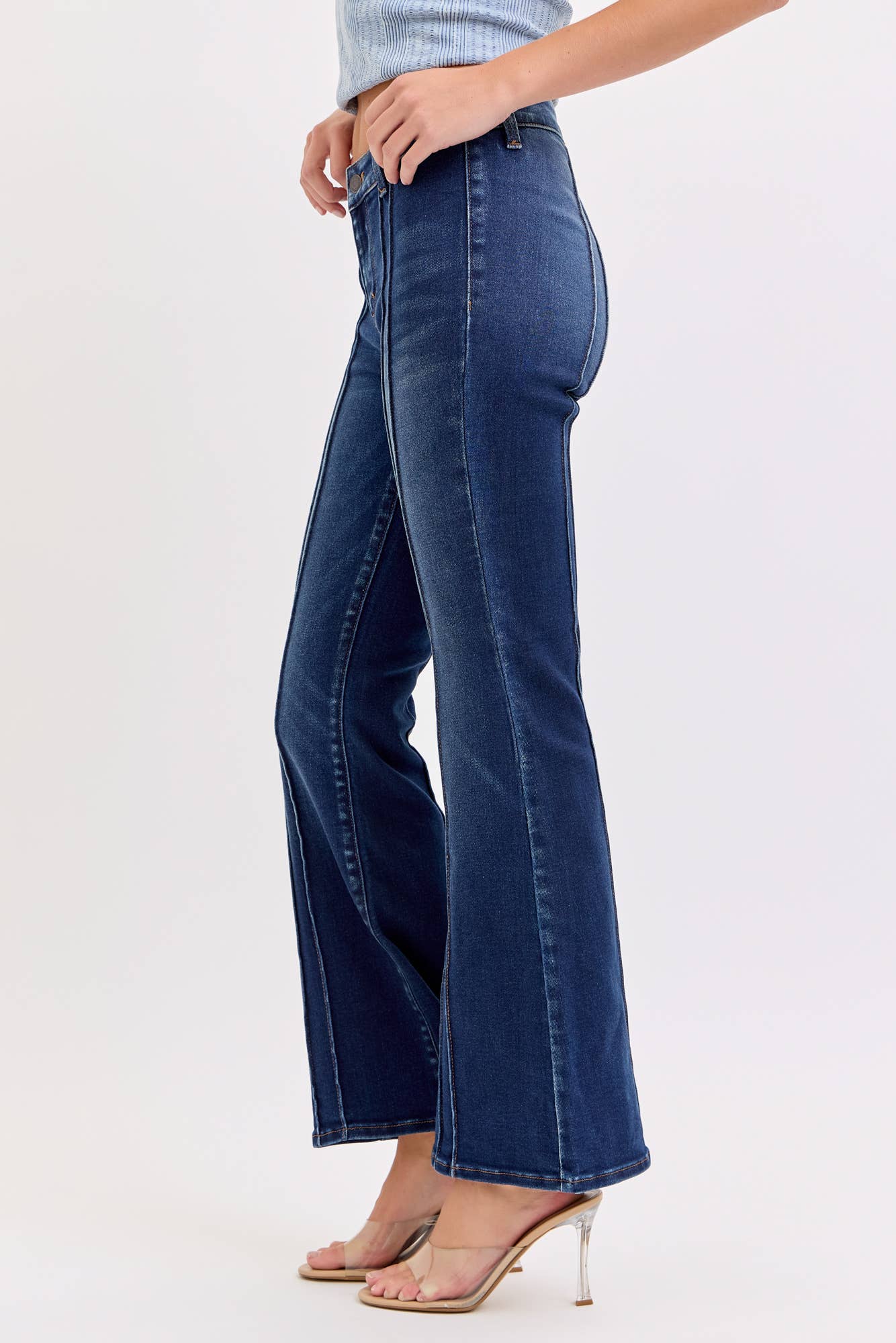 Mid Rise Flare Pintuck Seam